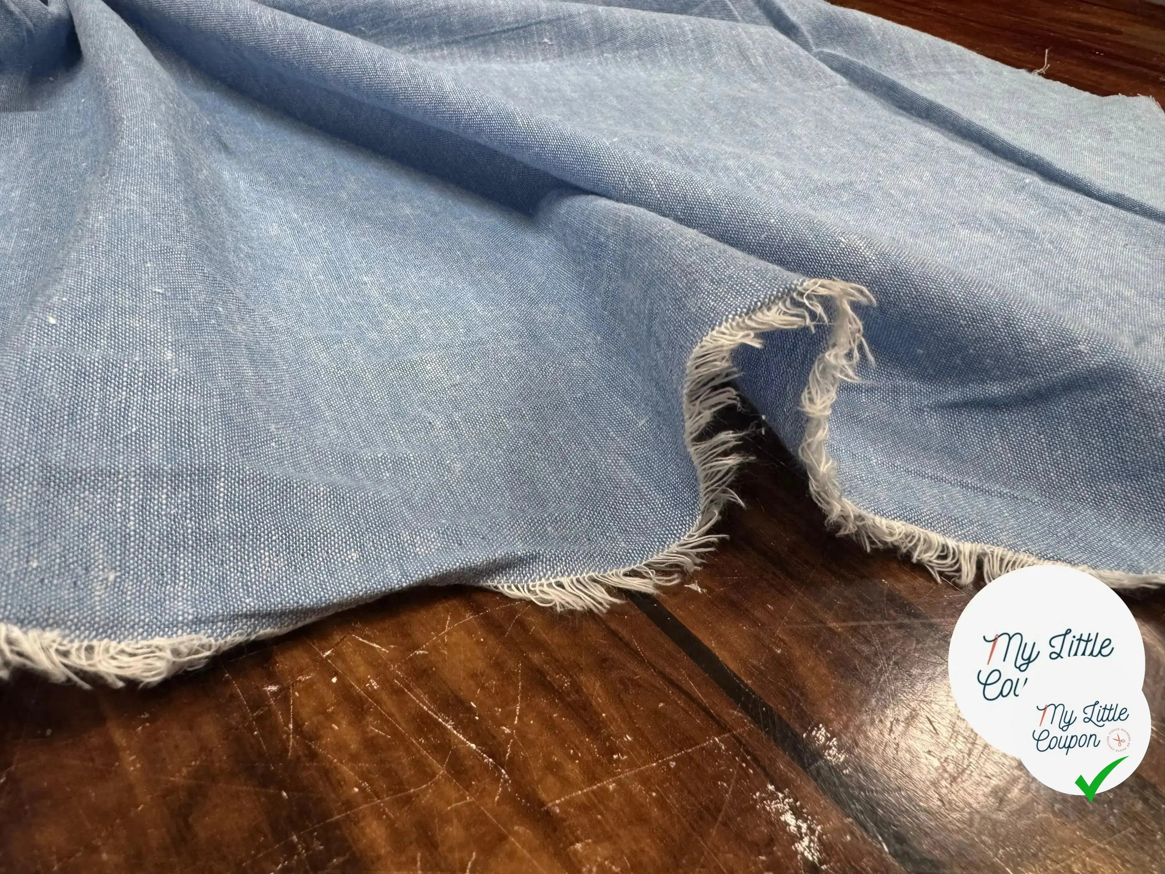 CHAMBRAY COTON LIN, Downy Blue - My Little Coupon