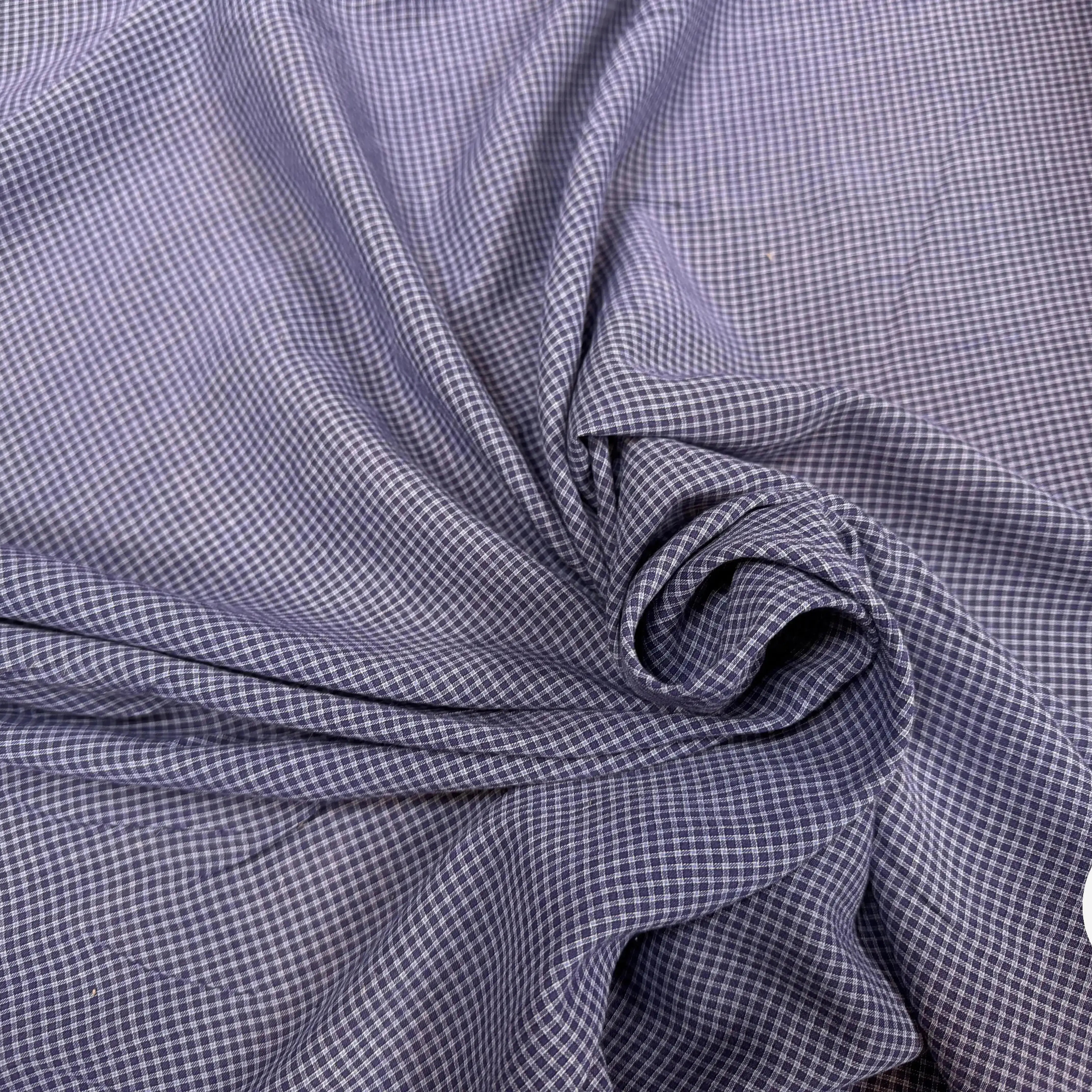 COTON LEGER LEGERMENT GAUFFRE PETIT CARREAUX BLEU - My Little Coupon