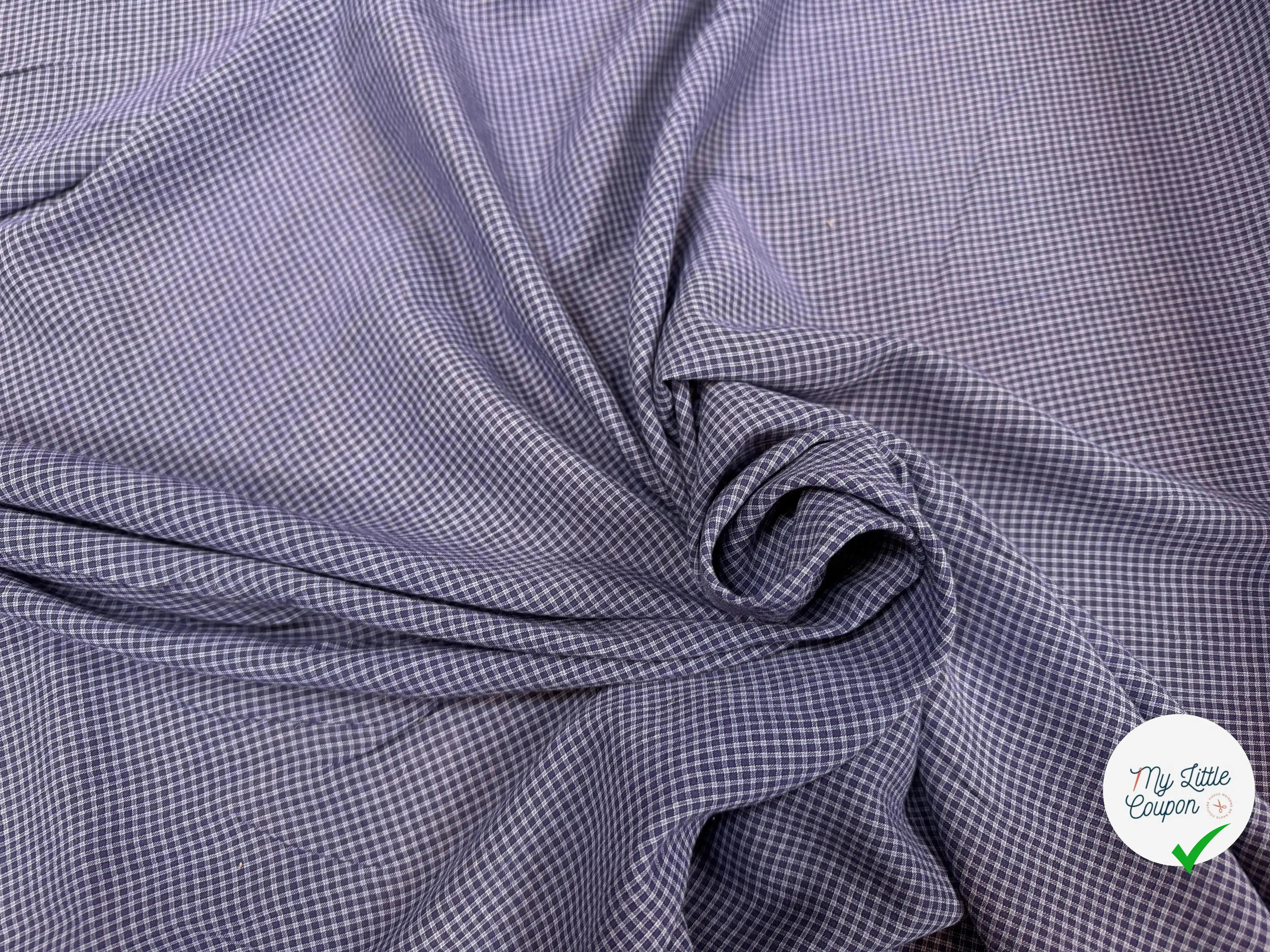 COTON LEGER LEGERMENT GAUFFRE PETIT CARREAUX BLEU - My Little Coupon