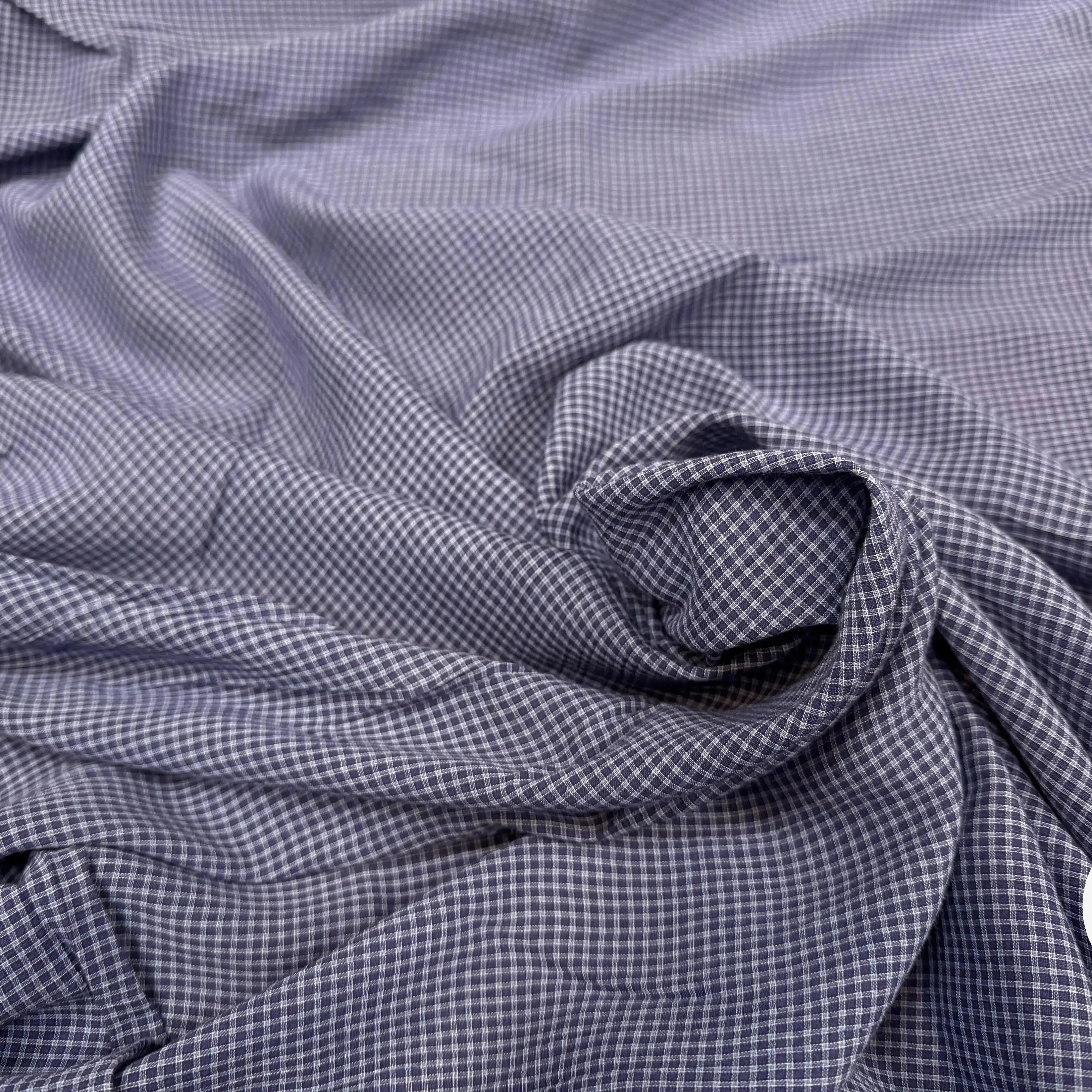 COTON LEGER LEGERMENT GAUFFRE PETIT CARREAUX BLEU - My Little Coupon