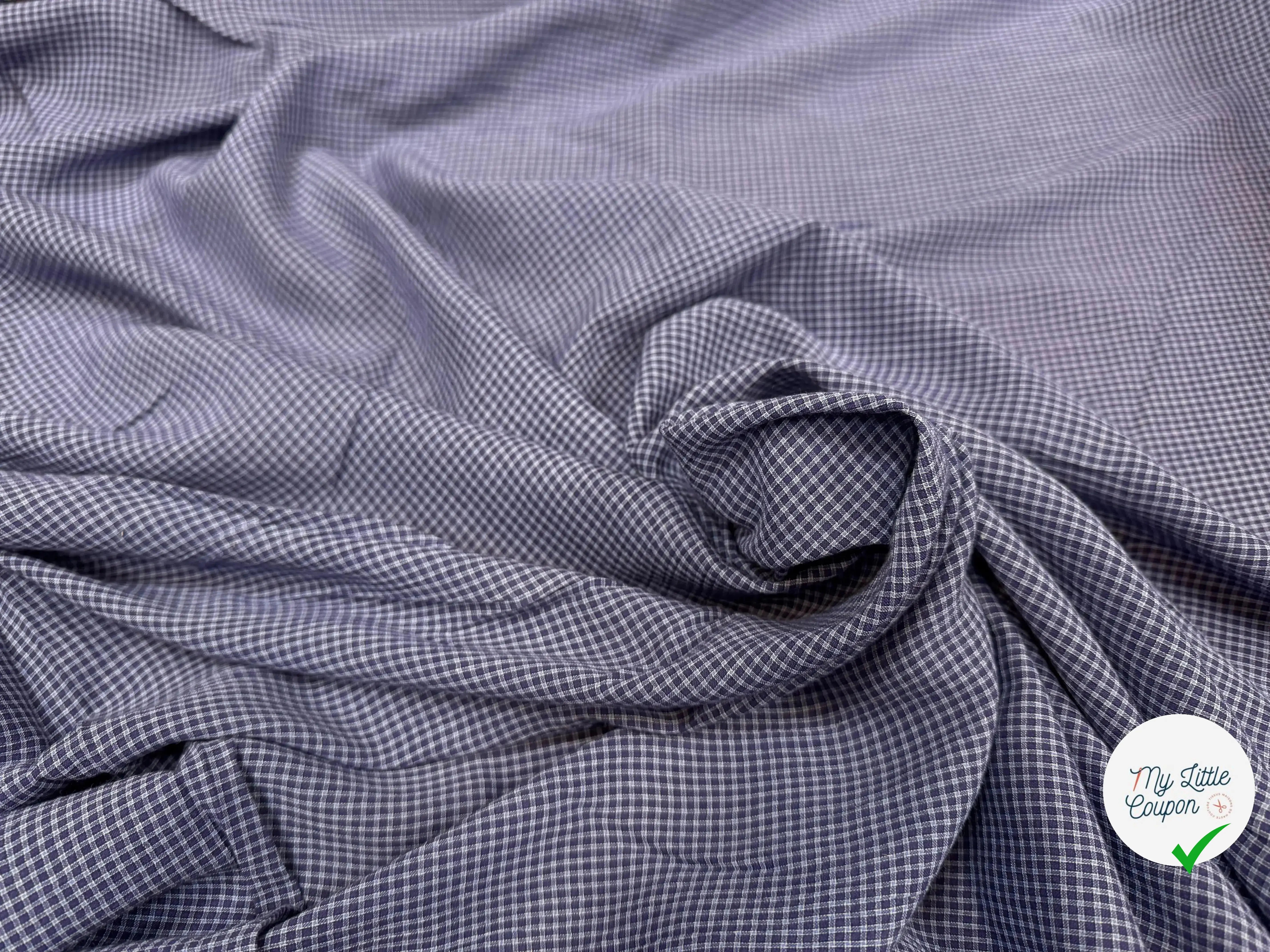 COTON LEGER LEGERMENT GAUFFRE PETIT CARREAUX BLEU - My Little Coupon
