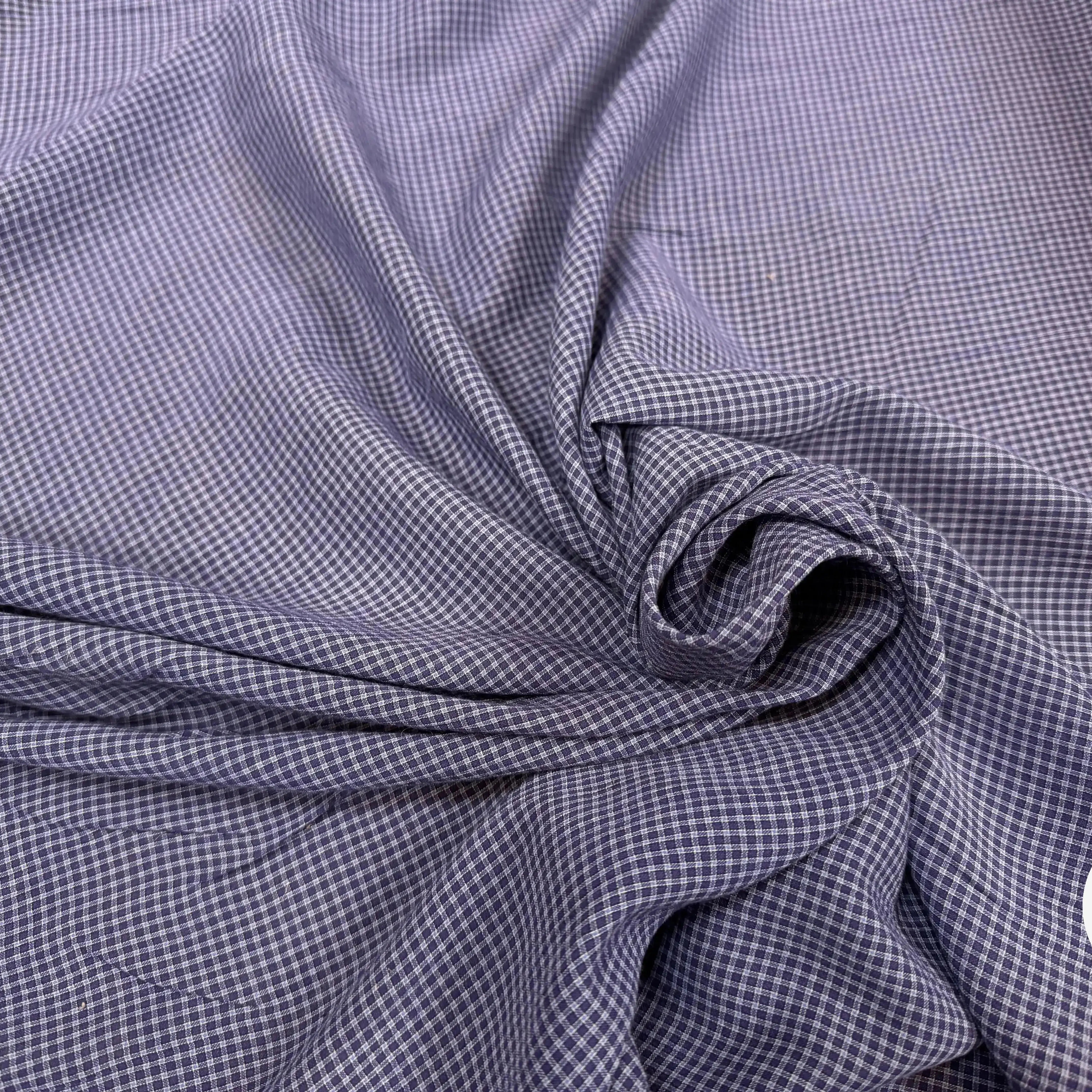 COTON LEGER LEGERMENT GAUFFRE PETIT CARREAUX BLEU - My Little Coupon