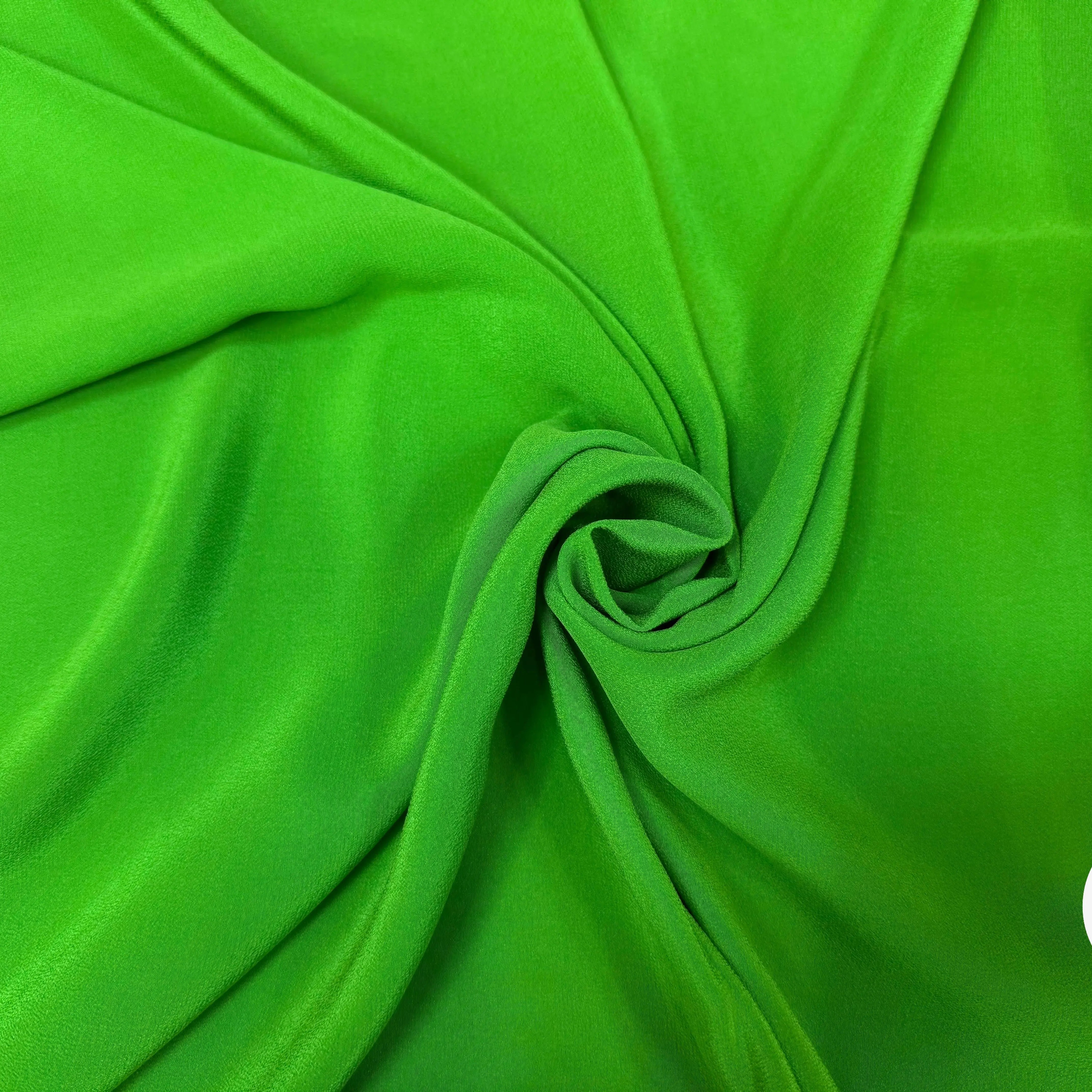 CREPE DE CHINE SOIE UNIE VERT PRESQUE FLUO - My Little Coupon