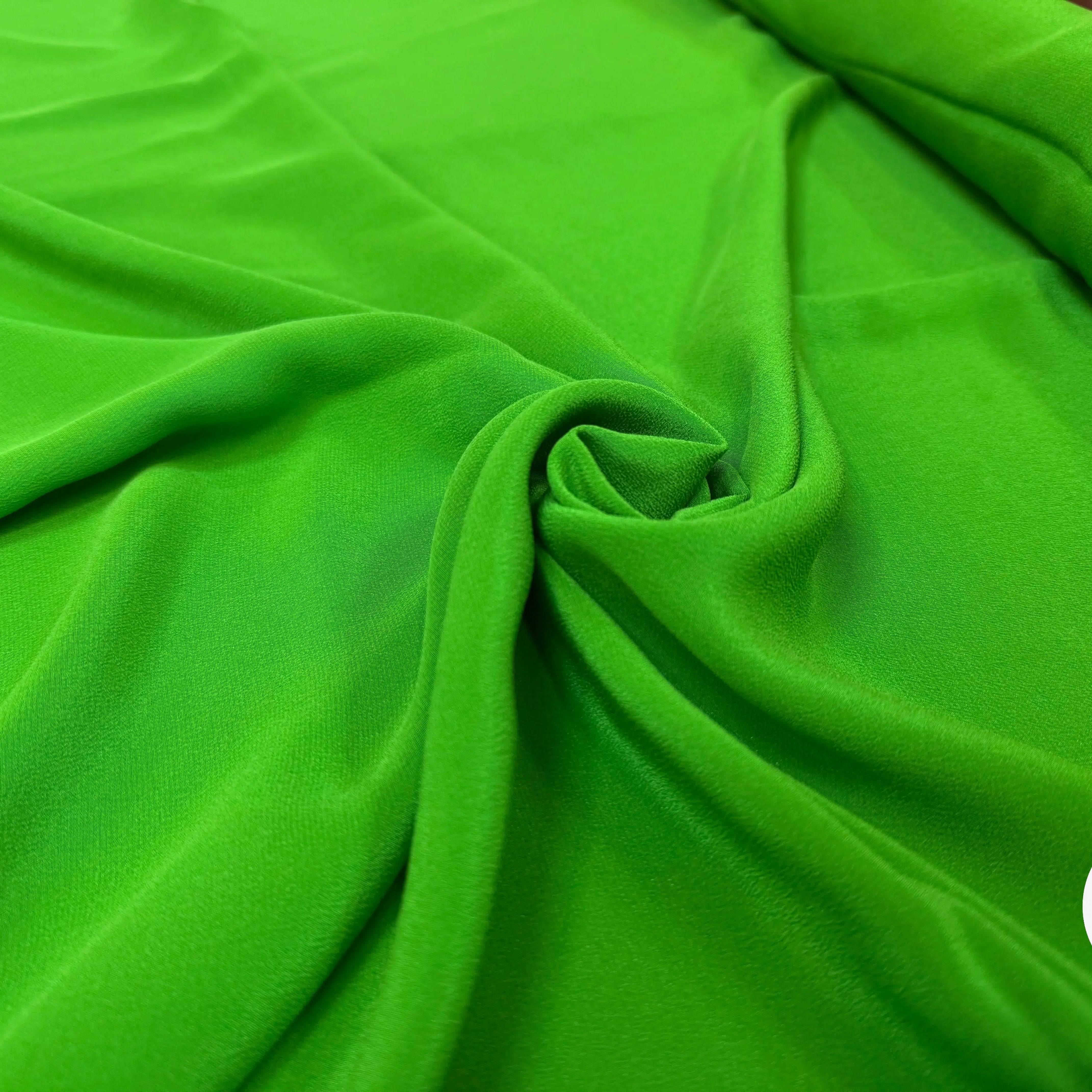 CREPE DE CHINE SOIE UNIE VERT PRESQUE FLUO - My Little Coupon