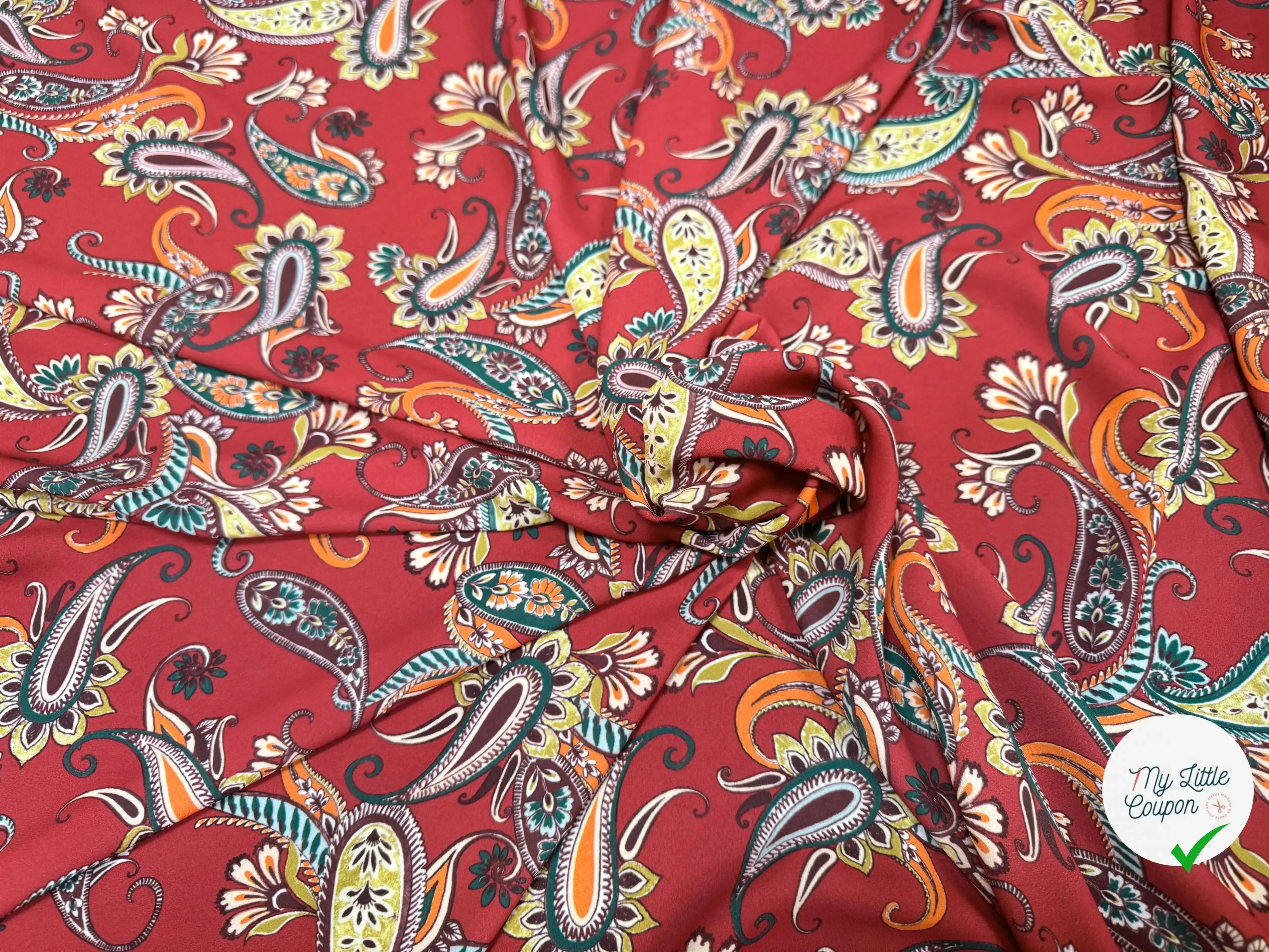 CREPE DE PAISLEY BURGUNDY - My Little Coupon