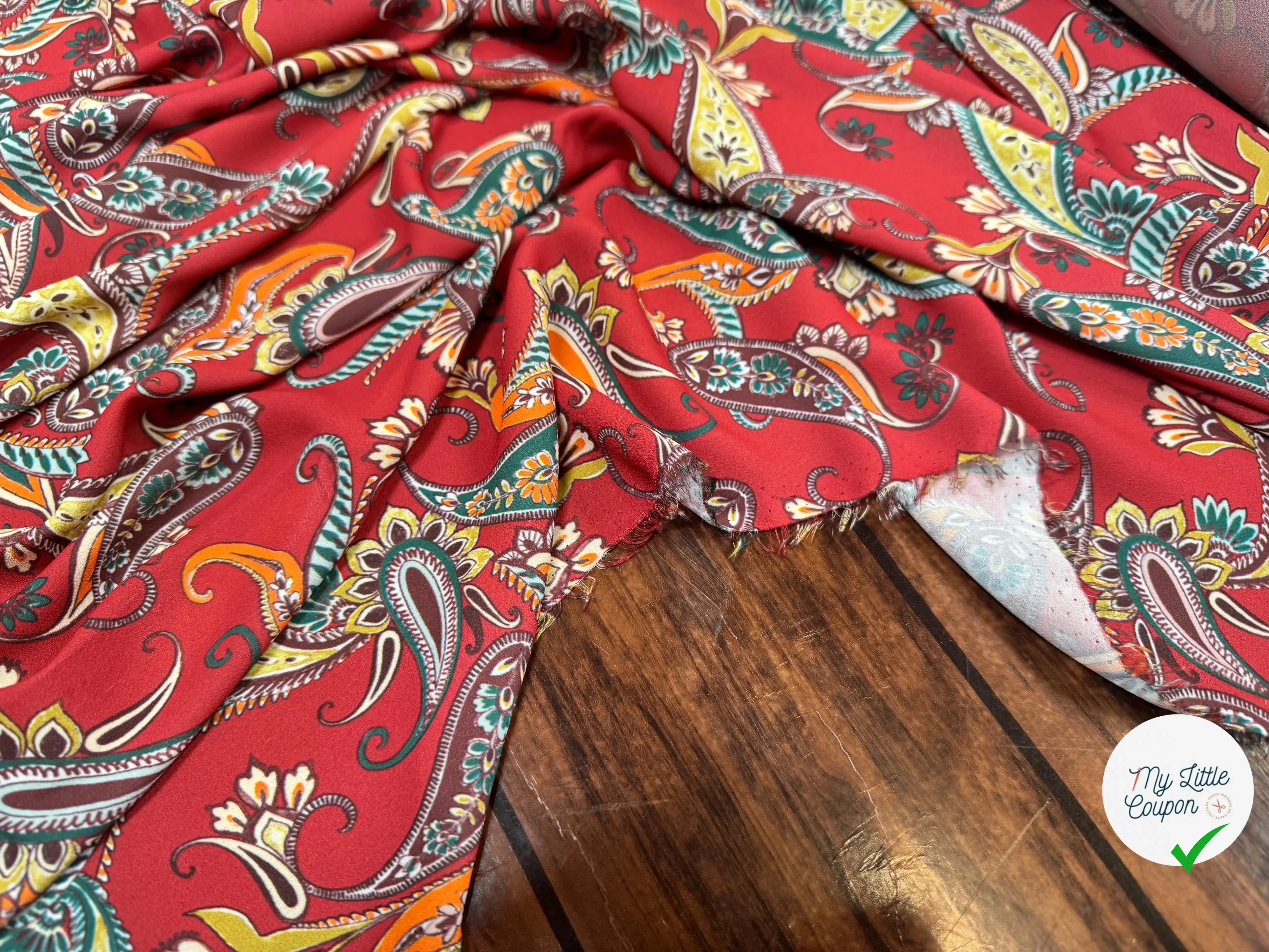 CREPE DE PAISLEY BURGUNDY - My Little Coupon