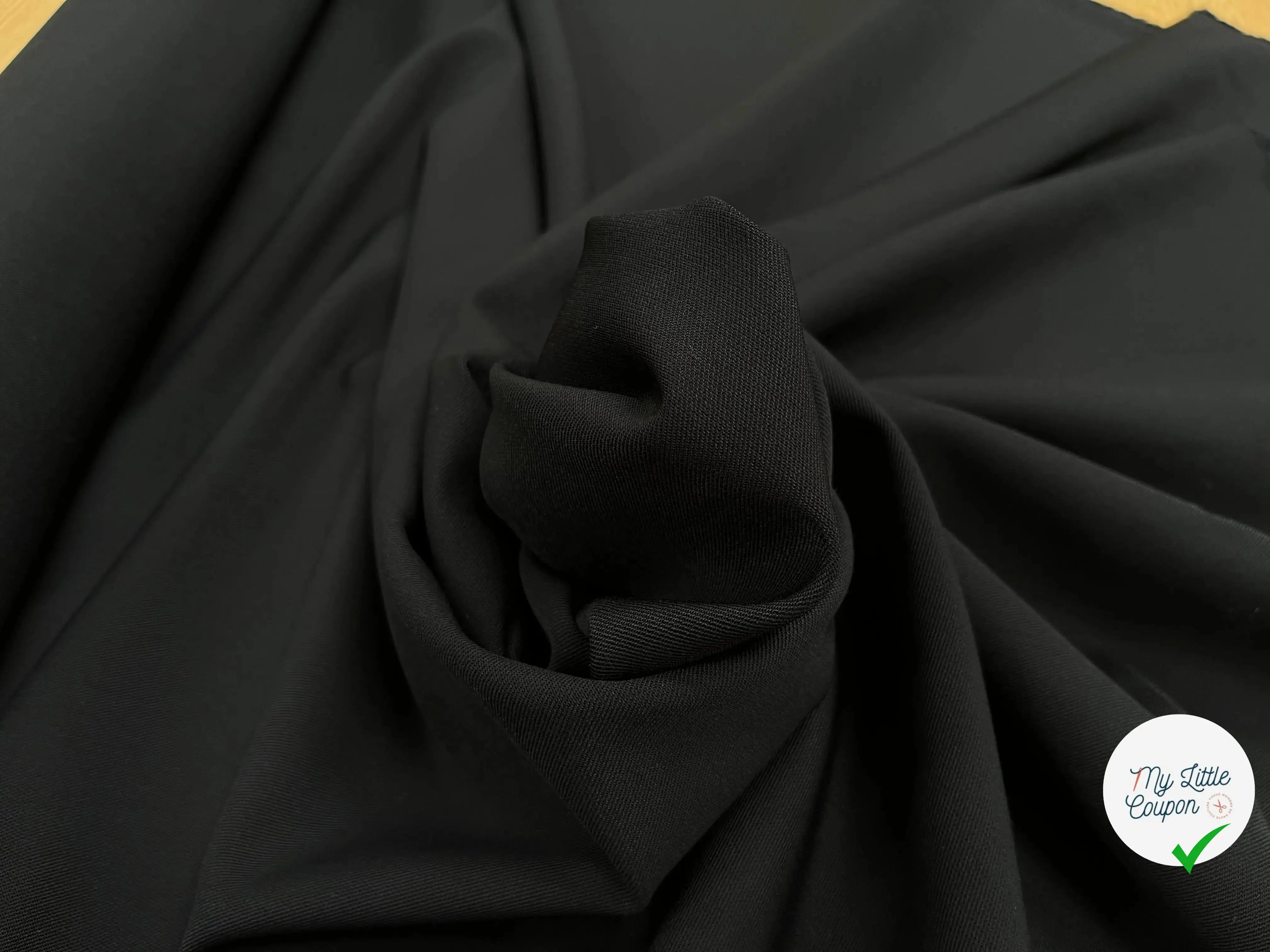 CREPE VISCOSE SERGEE NOIR UNI STRETCH - My Little Coupon