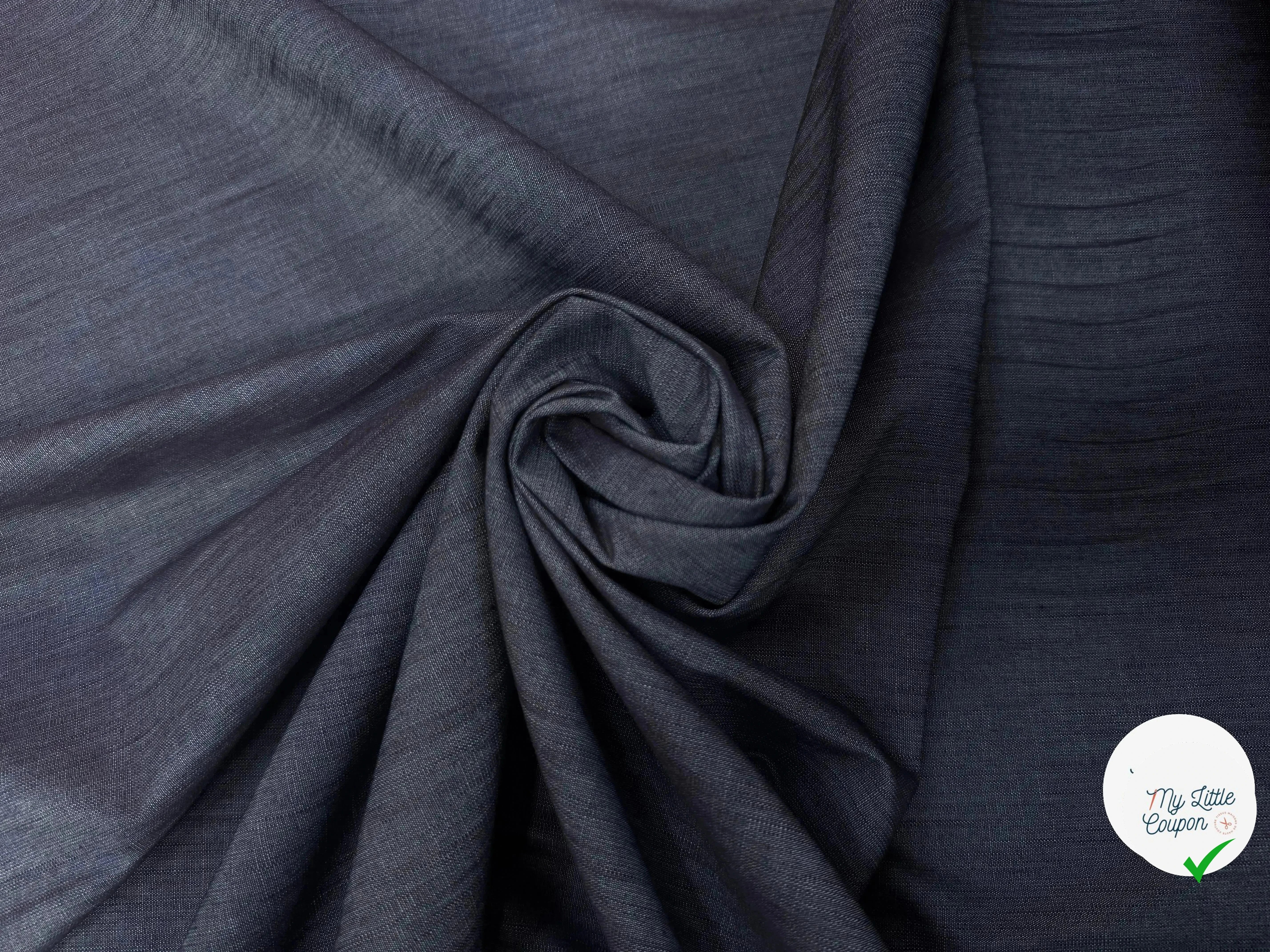 DENIM COTON FIN BLEU NAVY - My Little Coupon