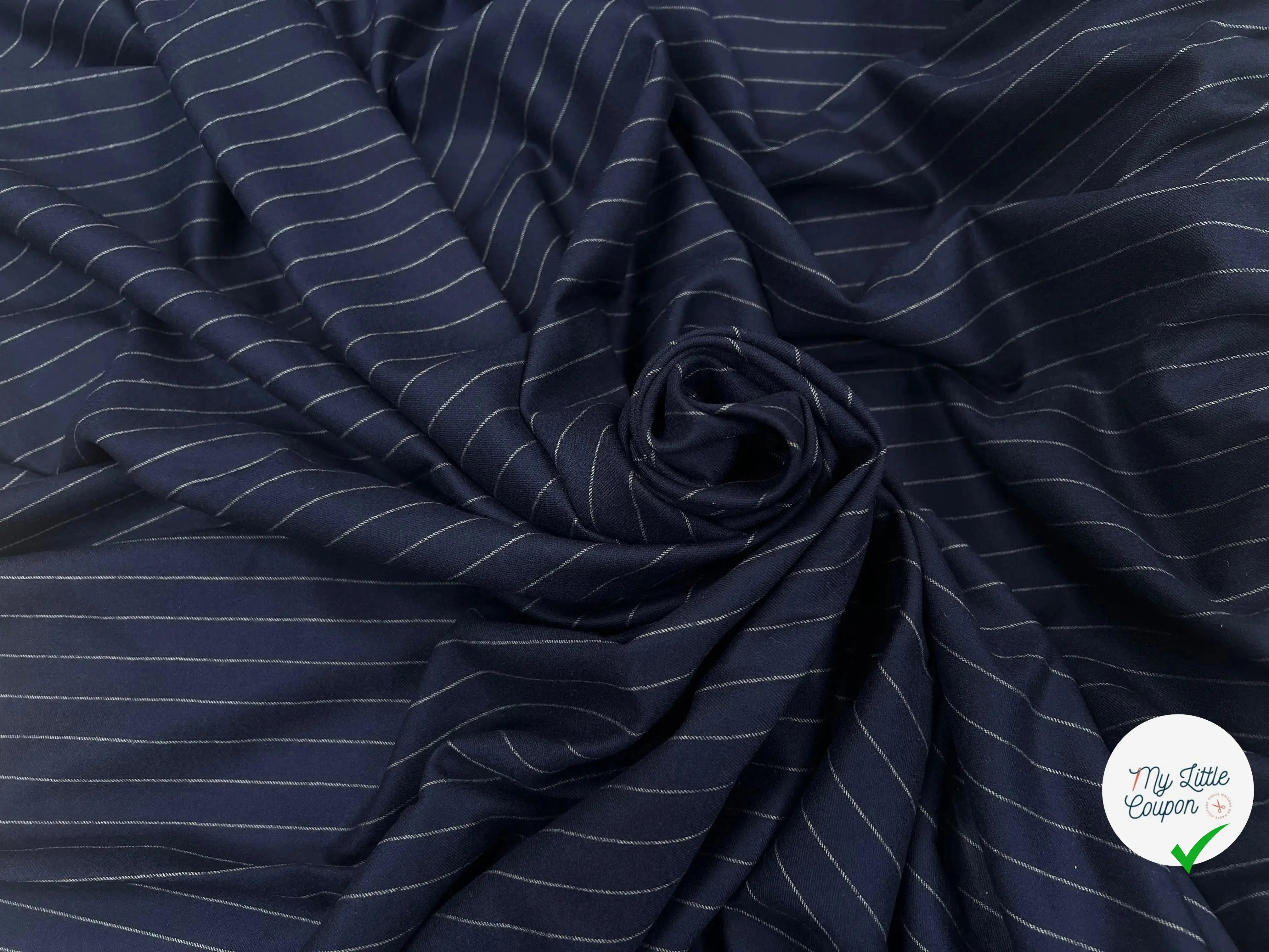 FLANELLE DE LAINE RAYURE ULTRA CHIC MARINE - My Little Coupon