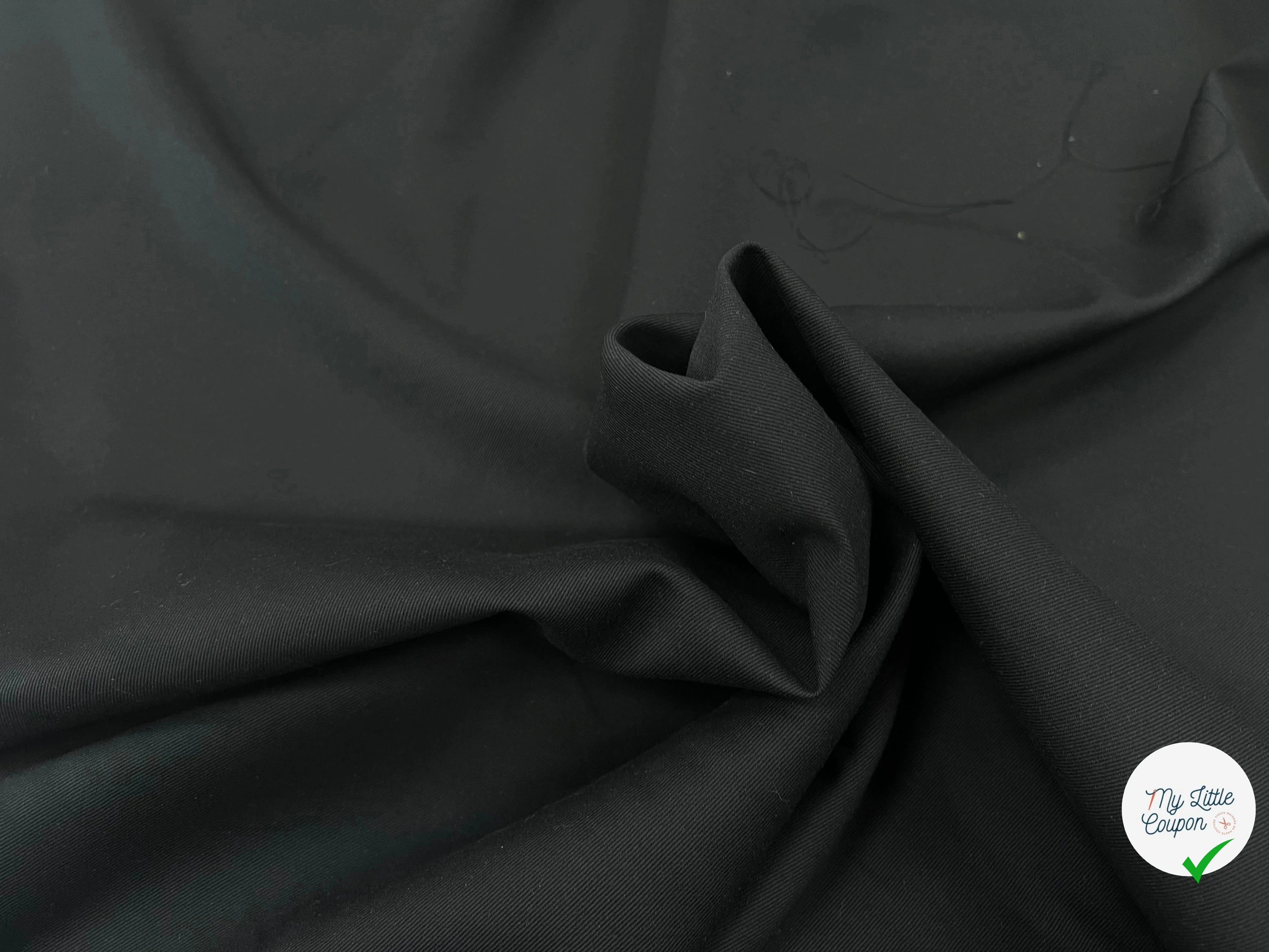GABARDINE DE COTON NOIR SERGÉE 153 CM LAIZE - My Little Coupon