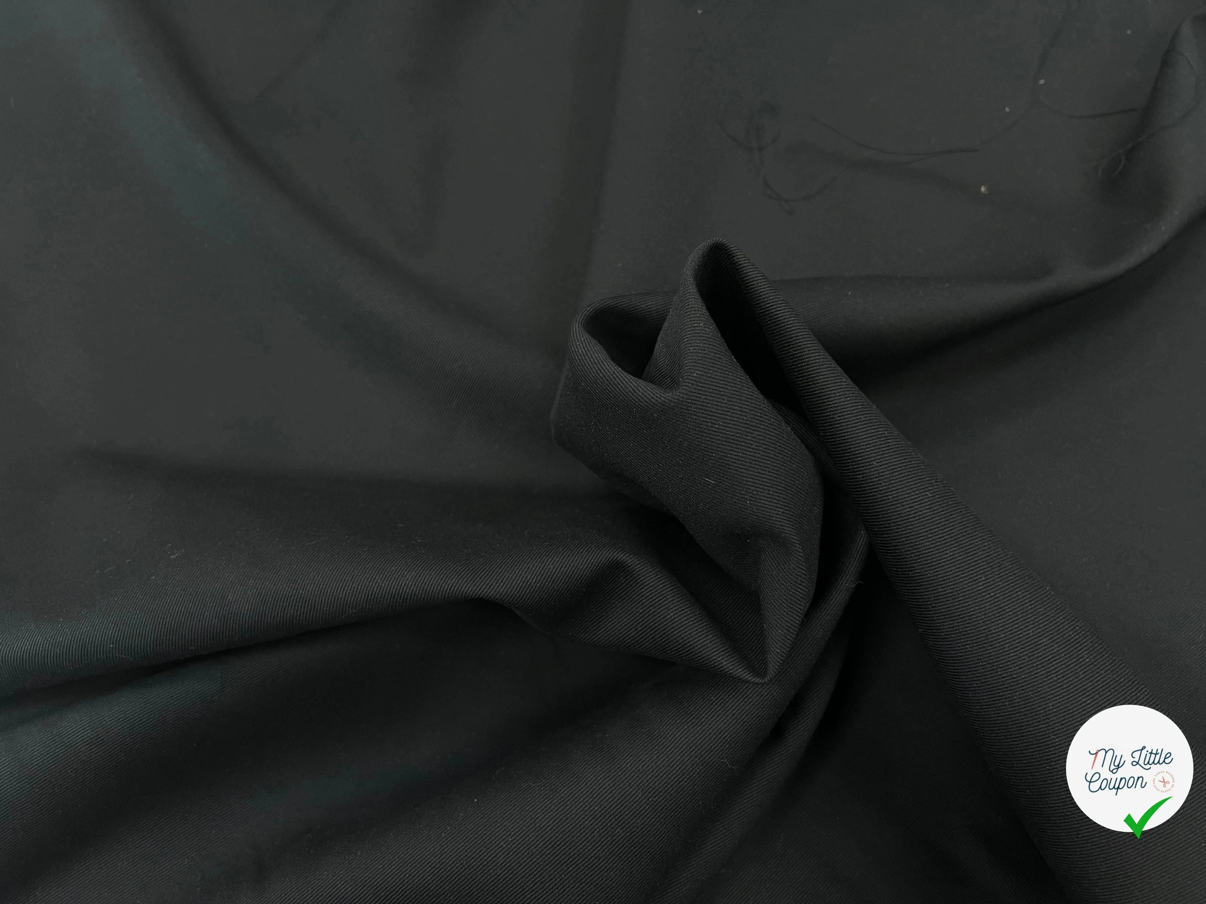GABARDINE DE COTON NOIR SERGÉE 153 CM LAIZE - My Little Coupon