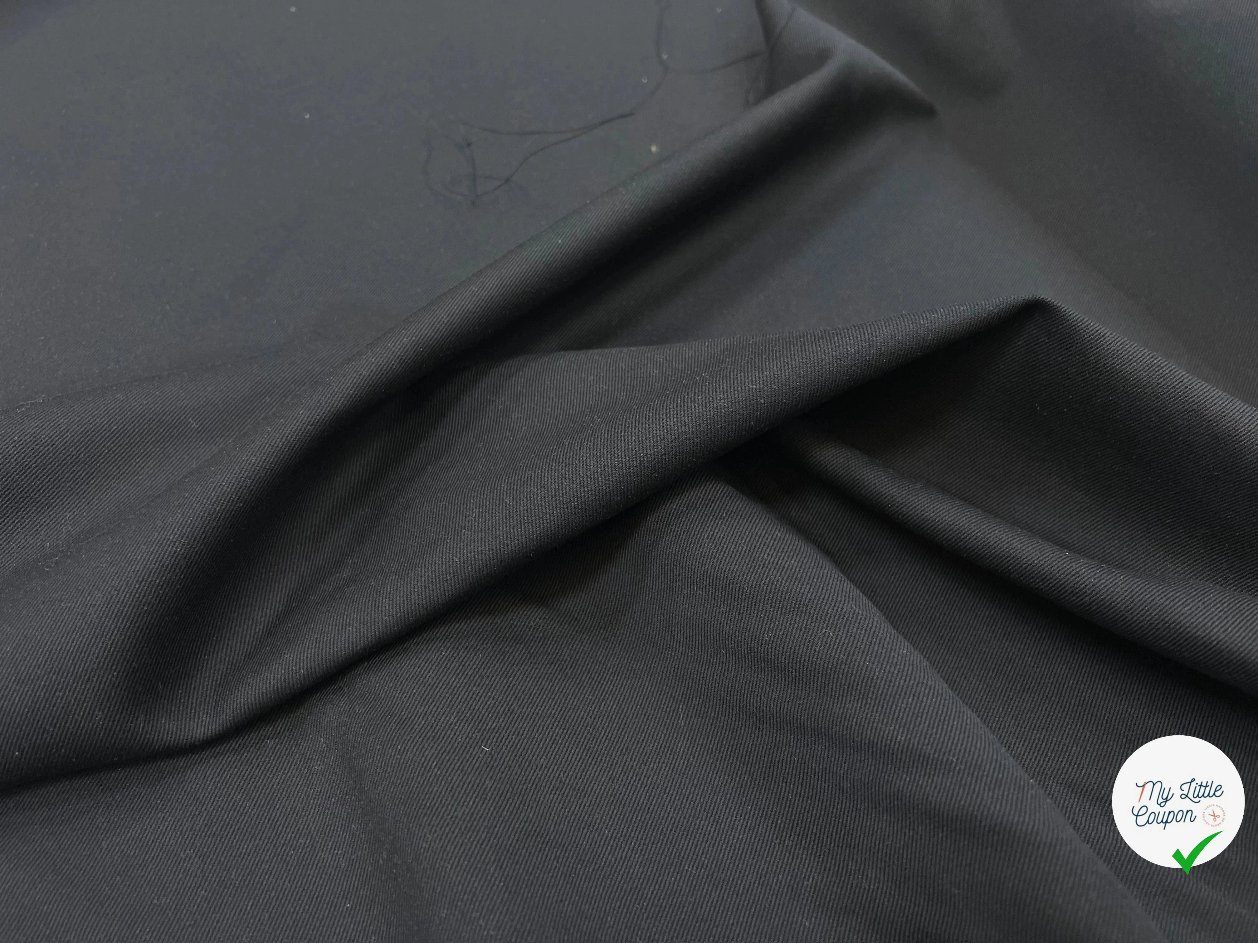 GABARDINE DE COTON NOIR SERGÉE 153 CM LAIZE - My Little Coupon