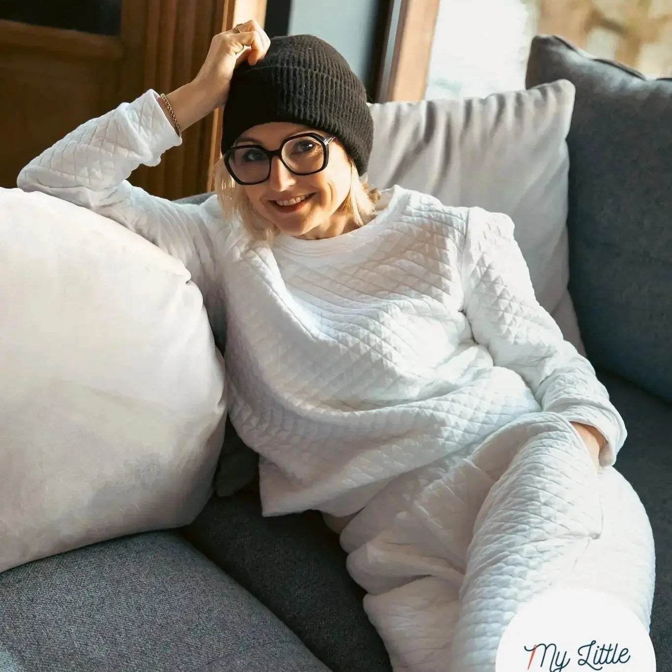 JERSEY MATELASSE BLANC LOSANGES MLC INTERN