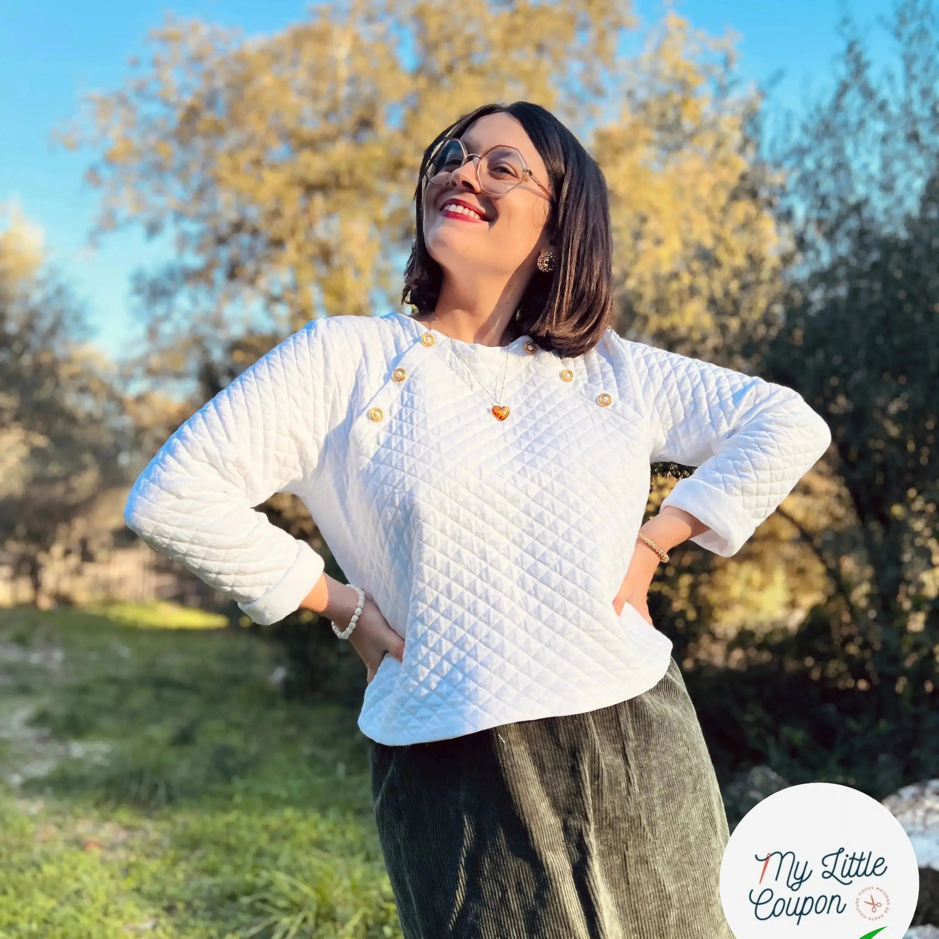 JERSEY MATELASSE BLANC LOSANGES MLC INTERN