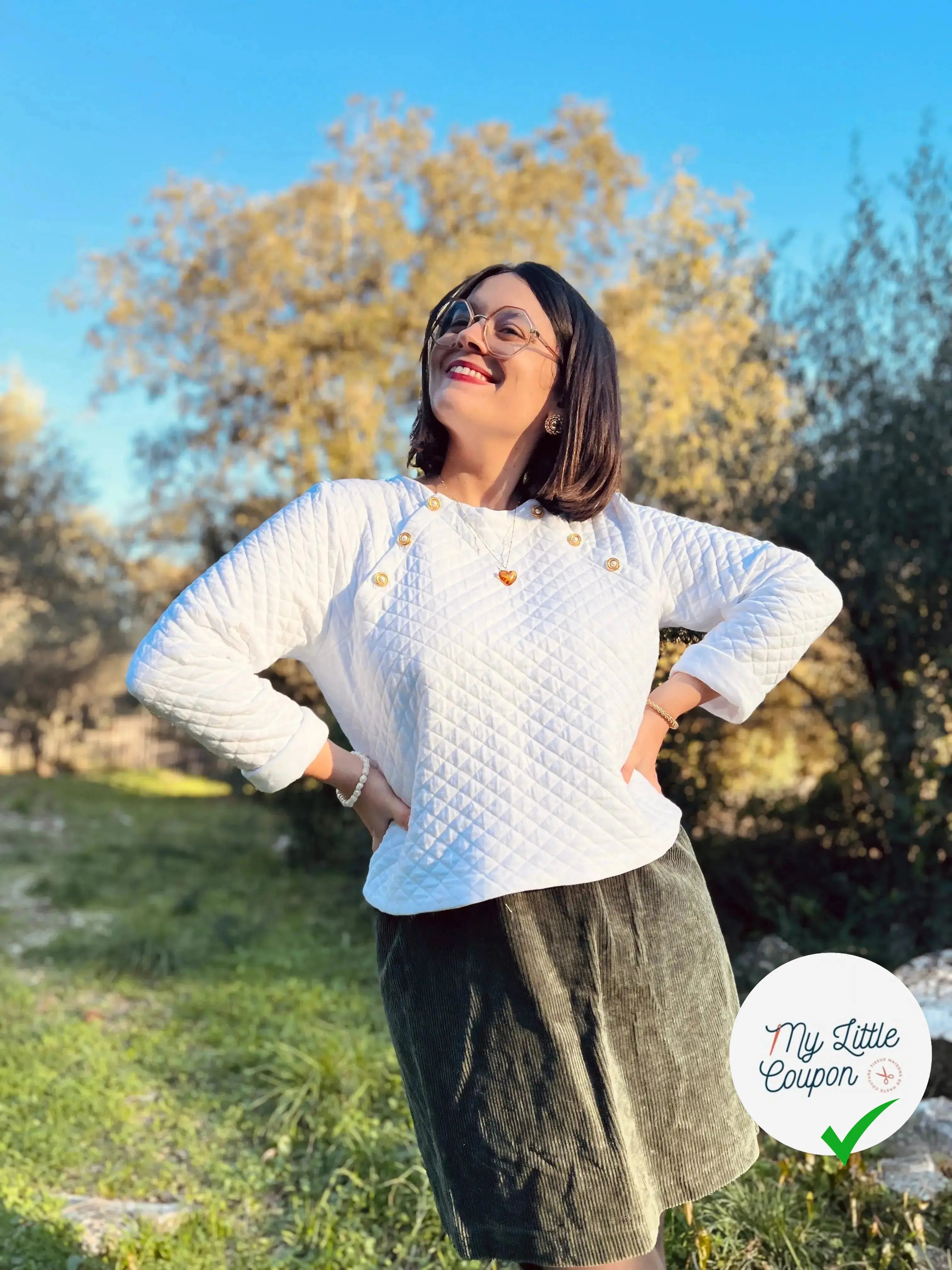 JERSEY MATELASSE BLANC LOSANGES MLC INTERN