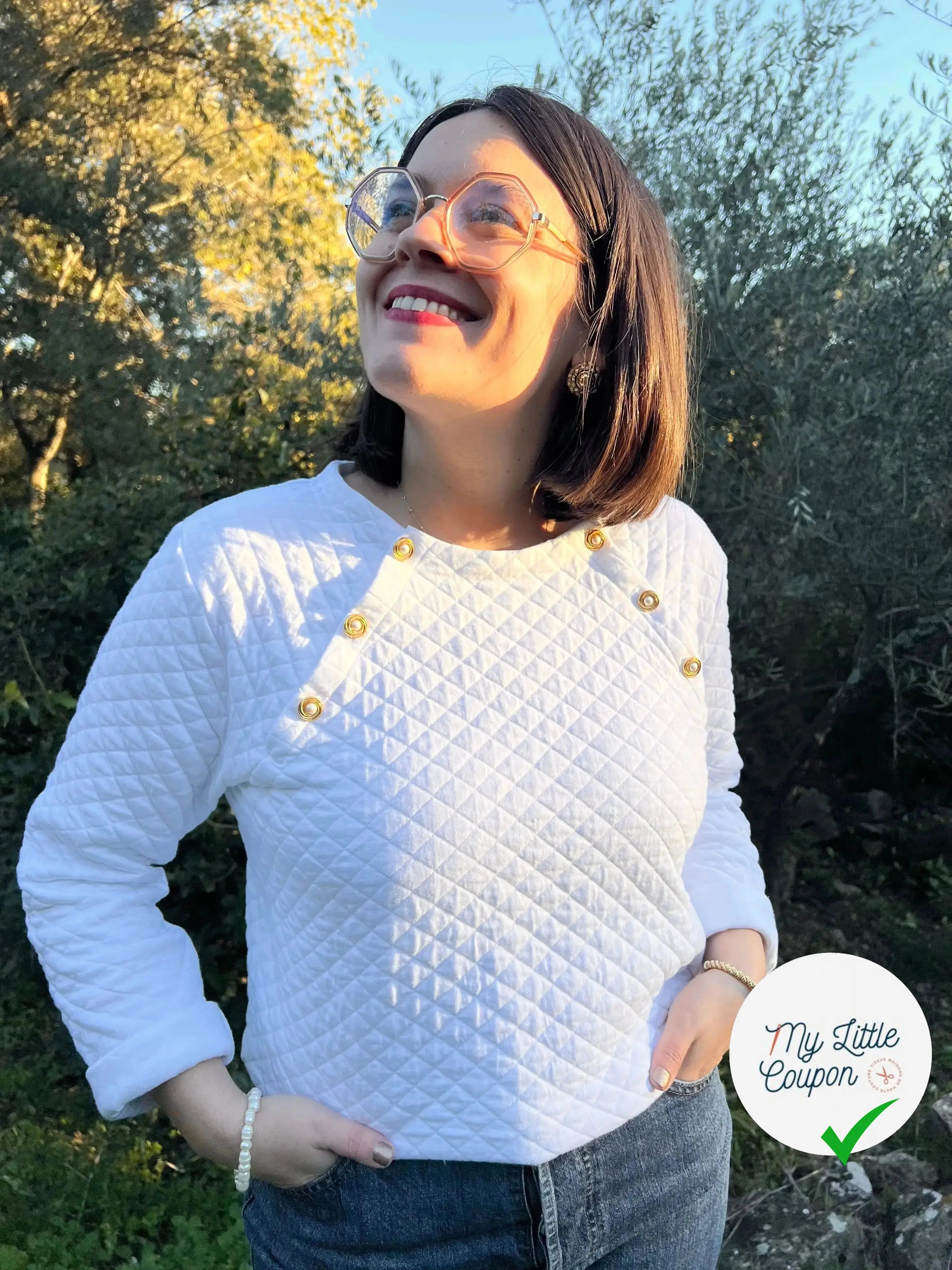 JERSEY MATELASSE BLANC LOSANGES MLC INTERN