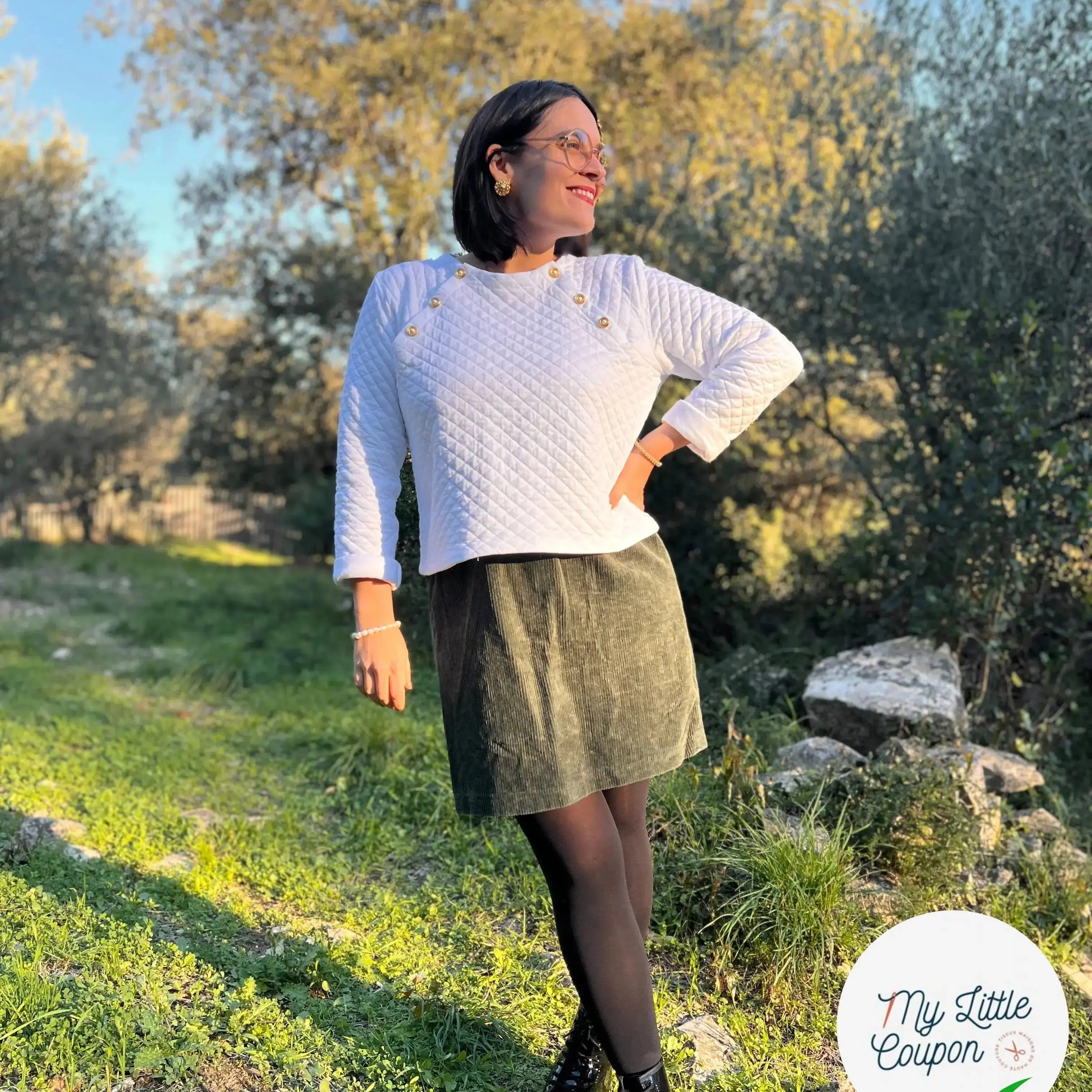 JERSEY MATELASSE BLANC LOSANGES MLC INTERN