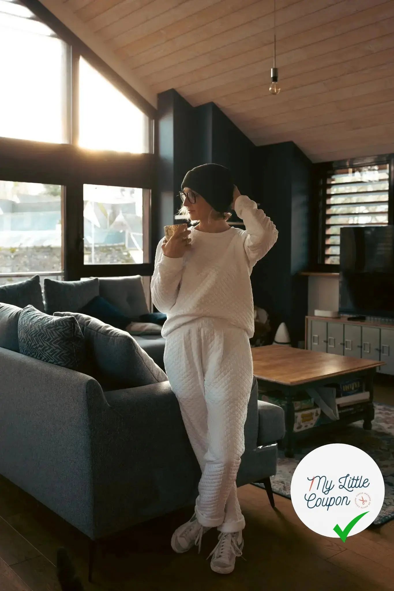 JERSEY MATELASSE BLANC LOSANGES MLC INTERN