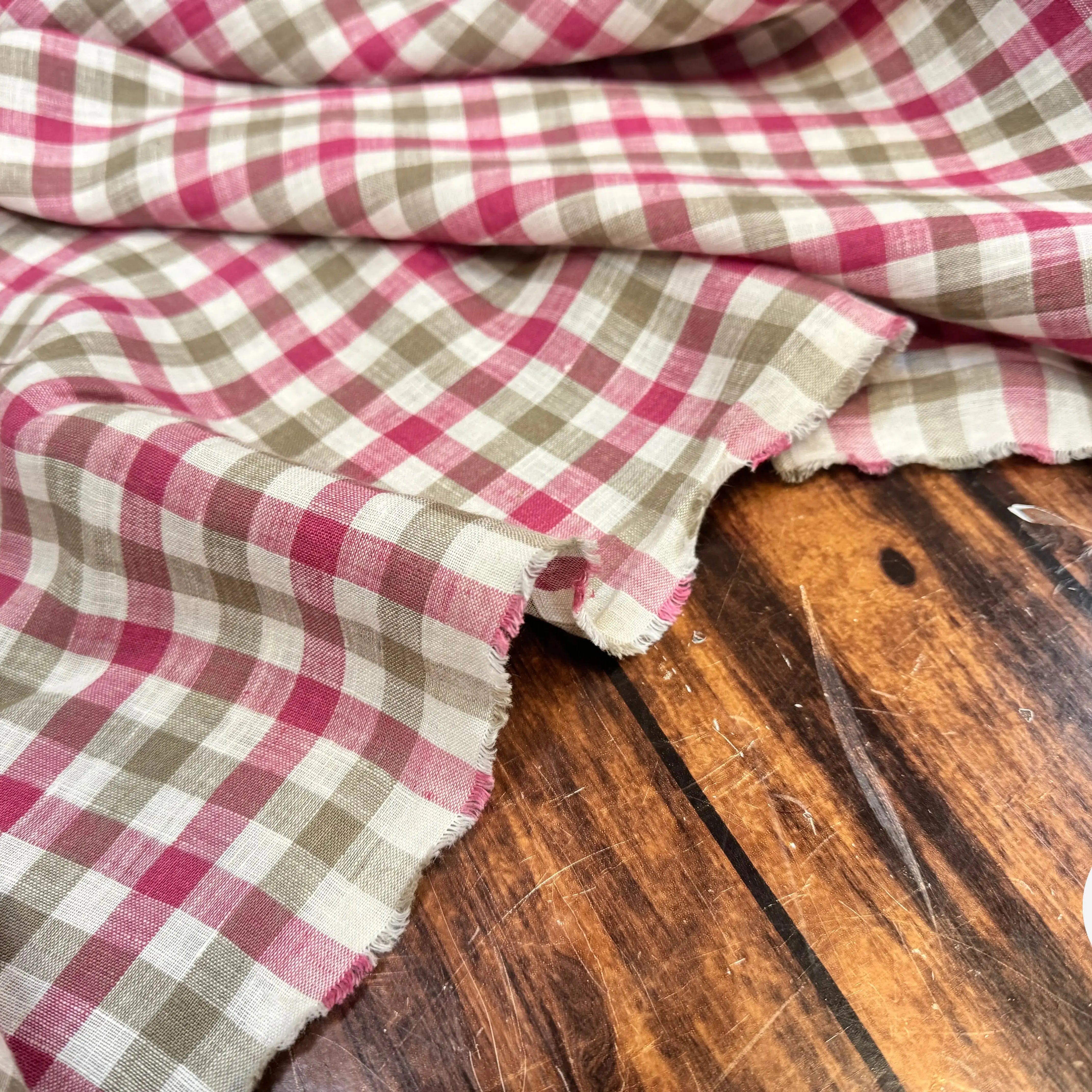 LIN VICHY ROSE BLANC MARRON - My Little Coupon