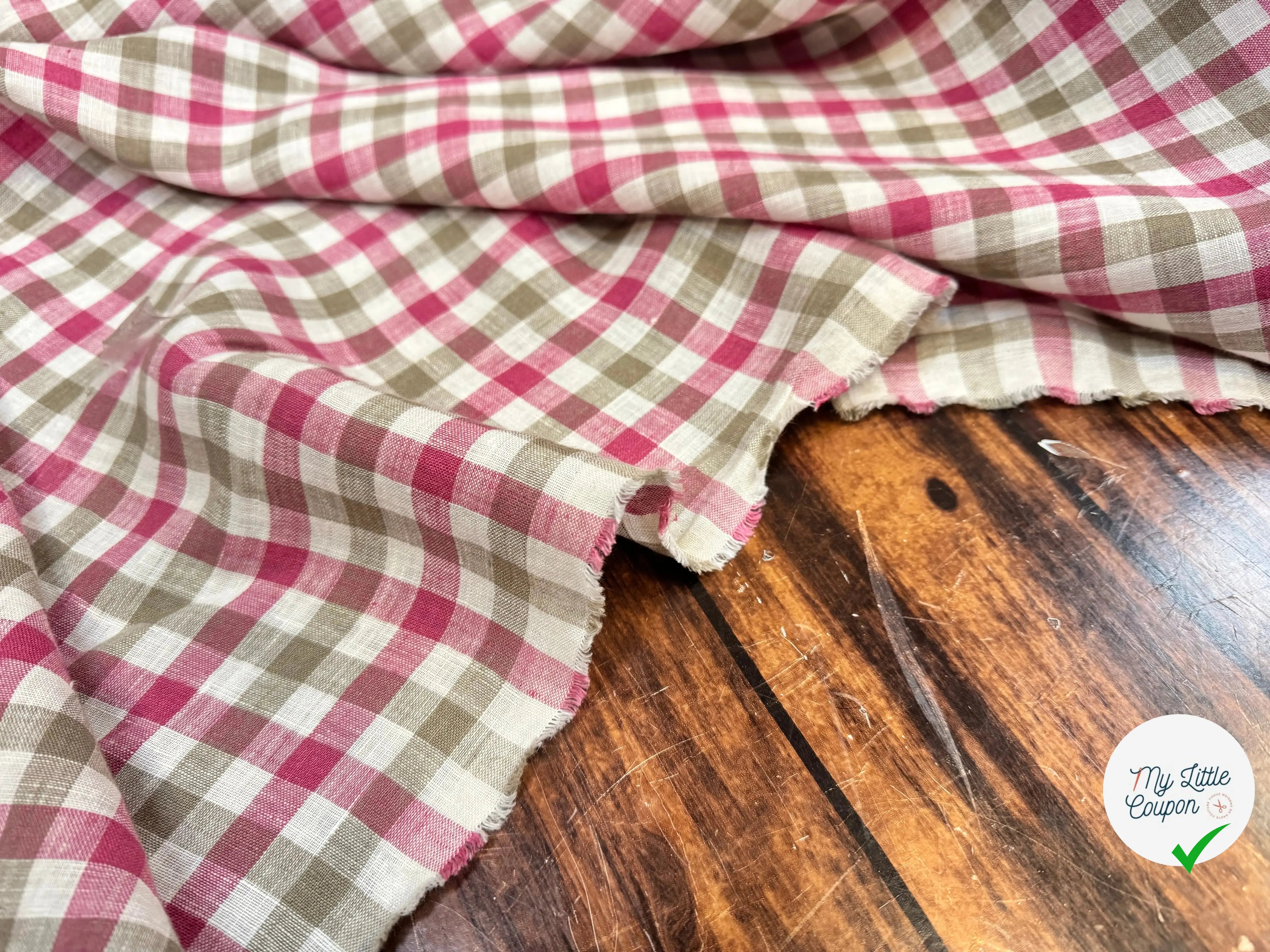 LIN VICHY ROSE BLANC MARRON - My Little Coupon