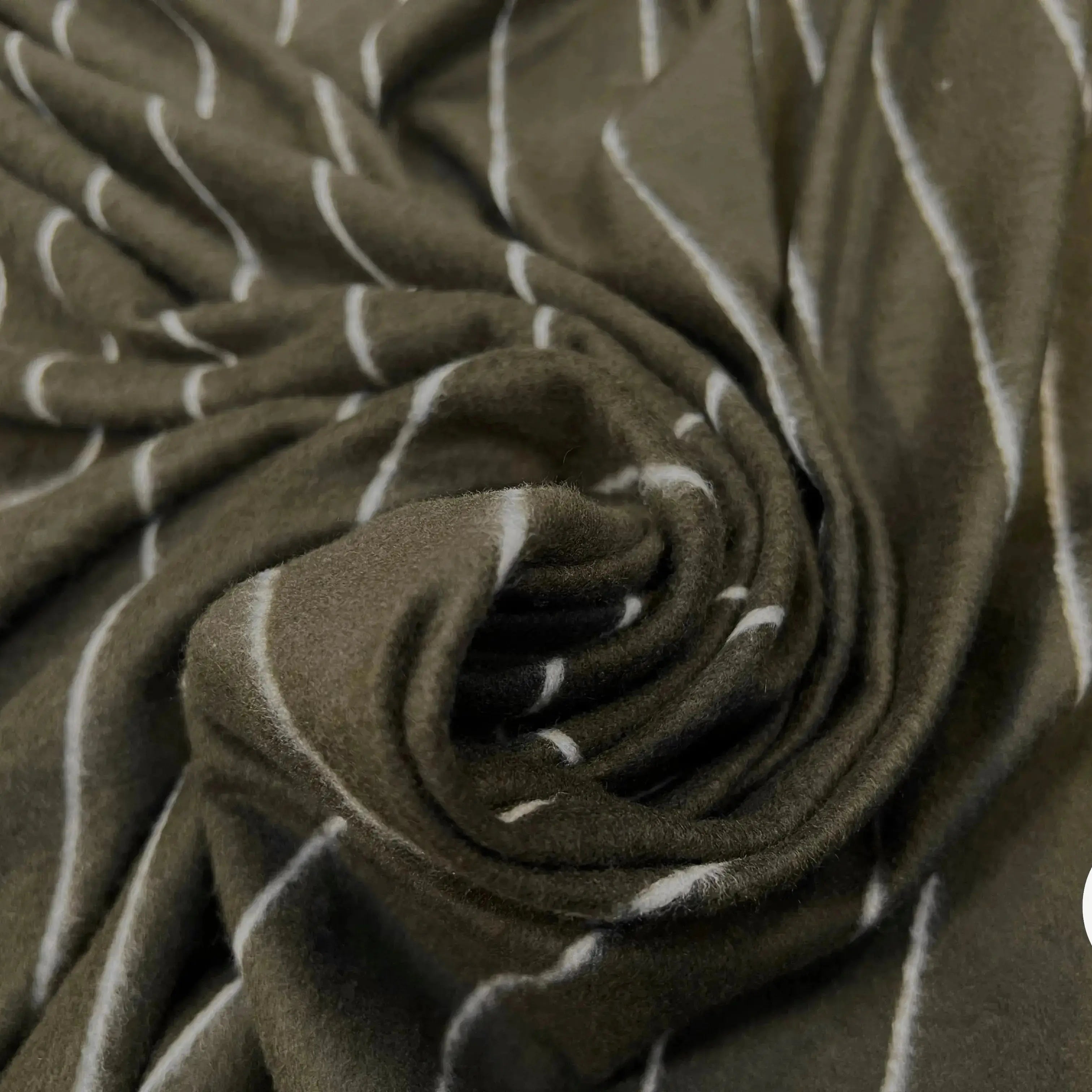 MOLLETON VISCOSE EMERISÉ RAYURE TENNIS KAKI CHIC MSO