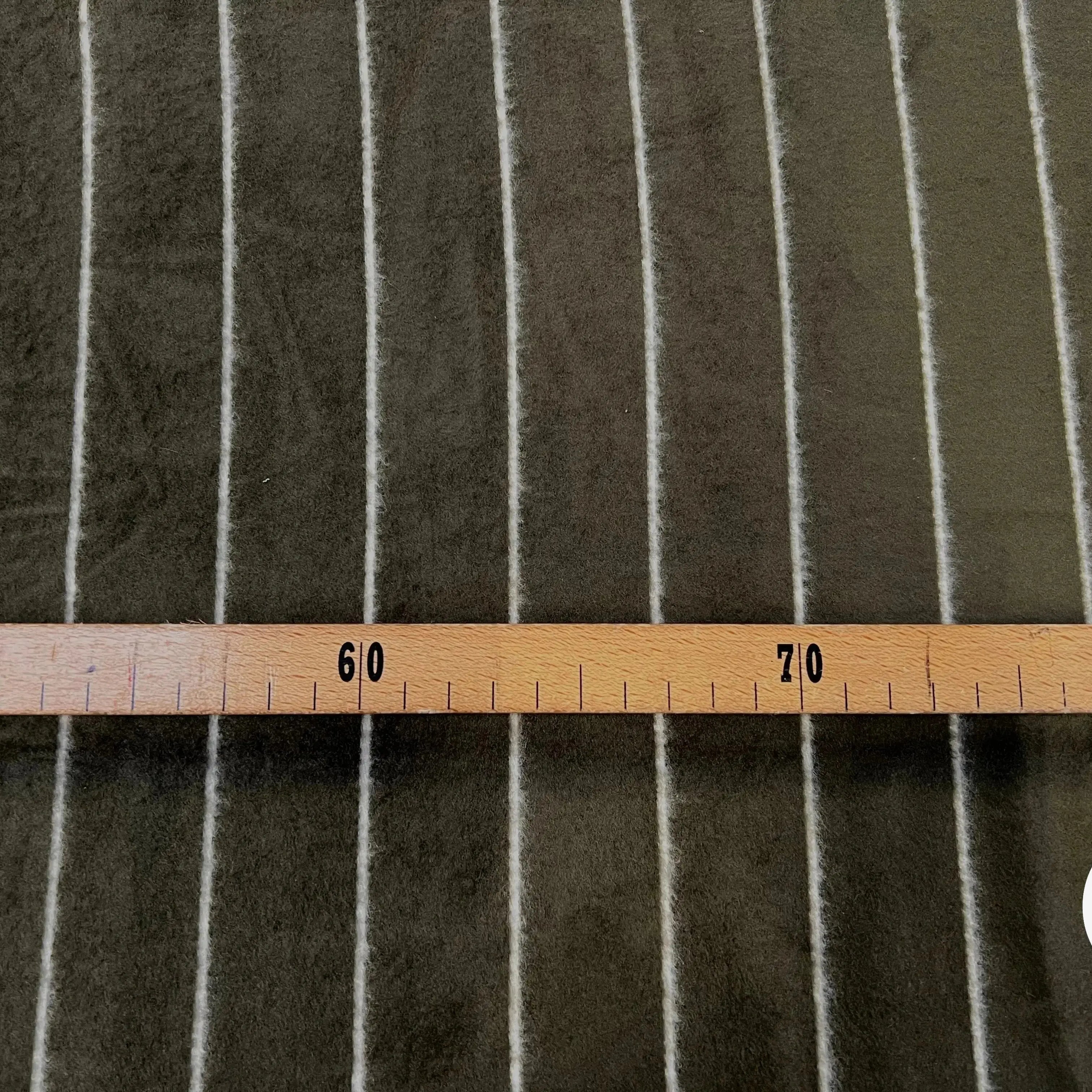 MOLLETON VISCOSE EMERISÉ RAYURE TENNIS KAKI CHIC MSO