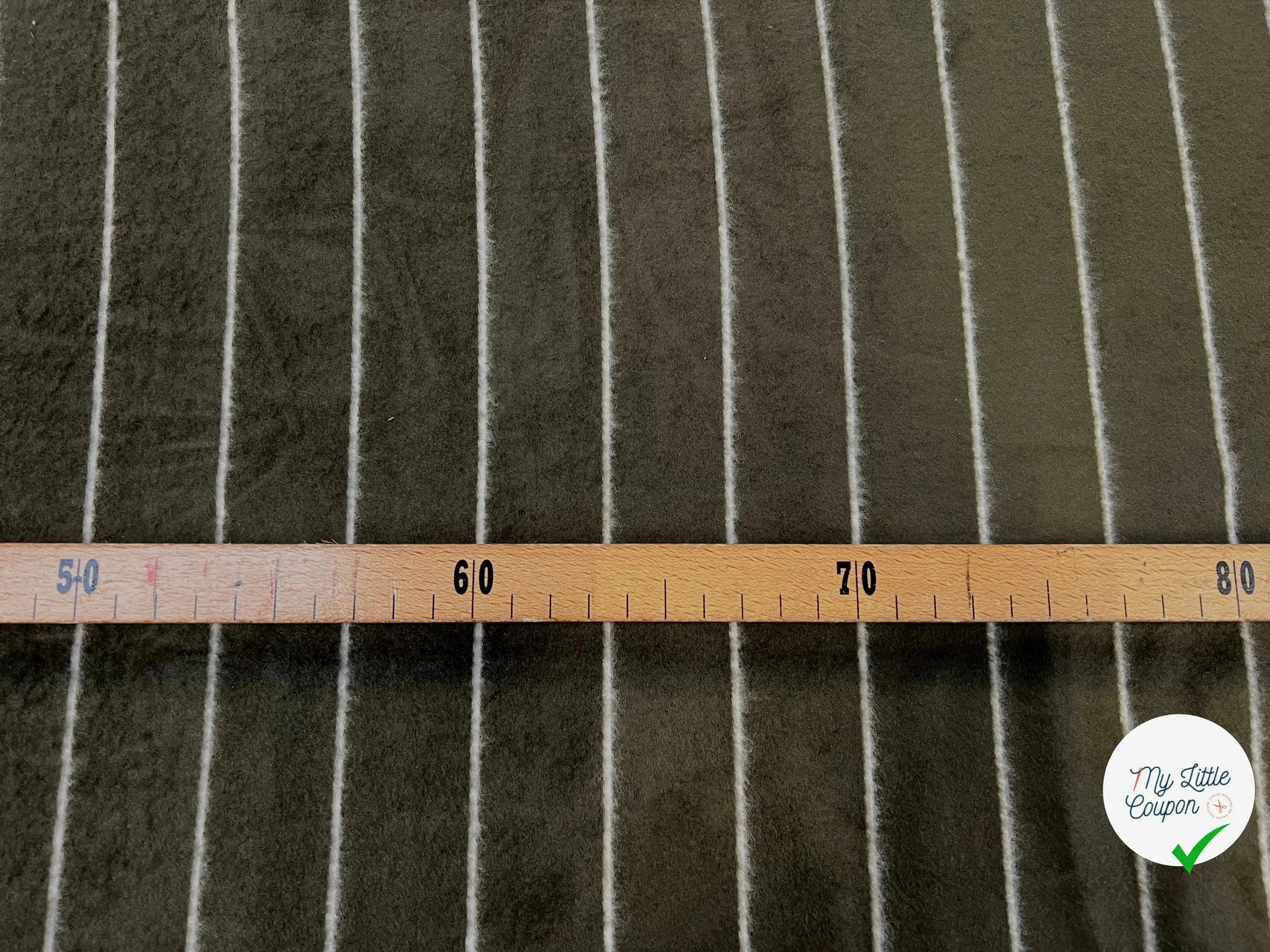 MOLLETON VISCOSE EMERISÉ RAYURE TENNIS KAKI CHIC MSO