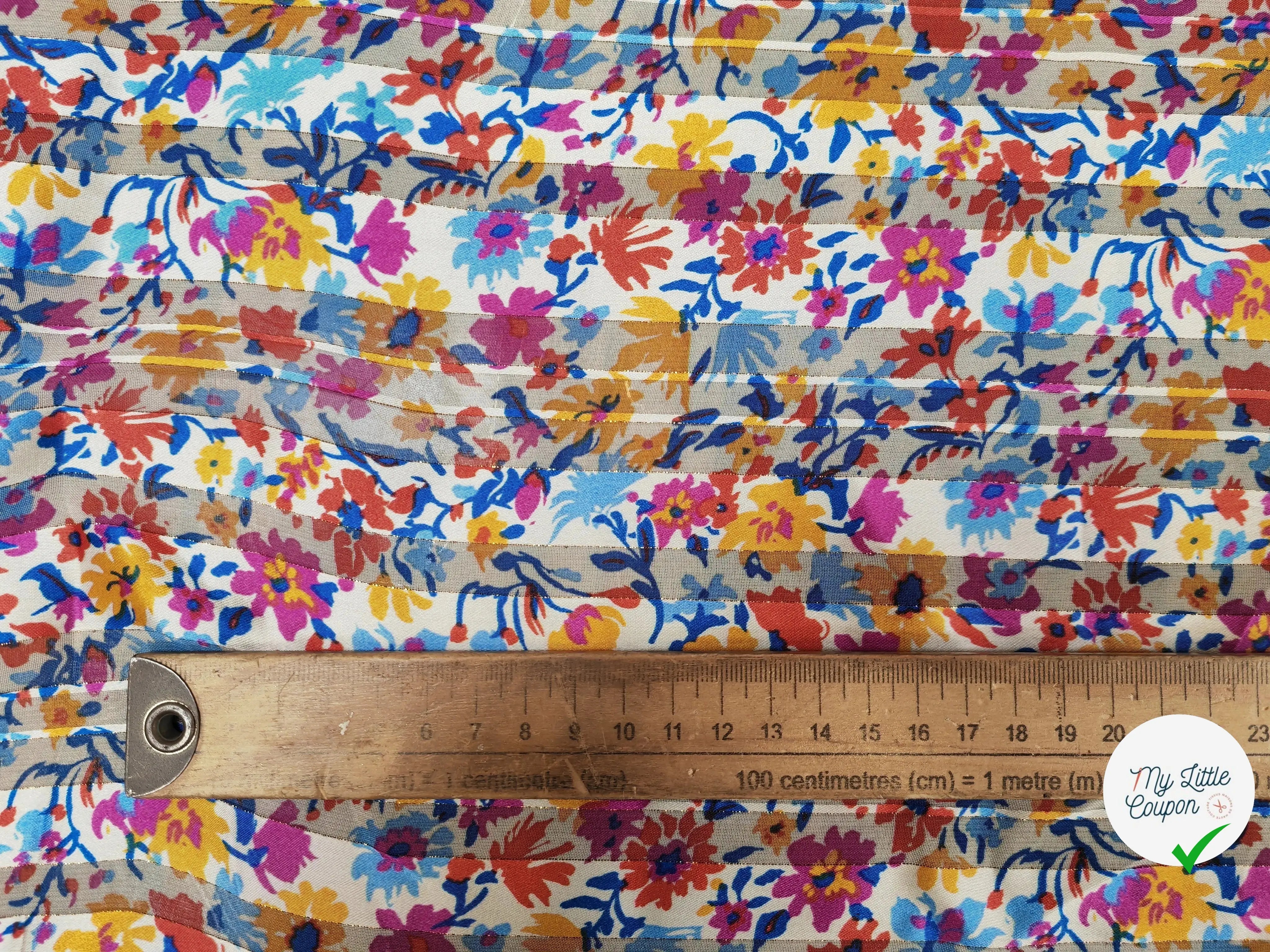 MOUSSELINE FLORAISON MULTICOLORE FOND BLANC - My Little Coupon