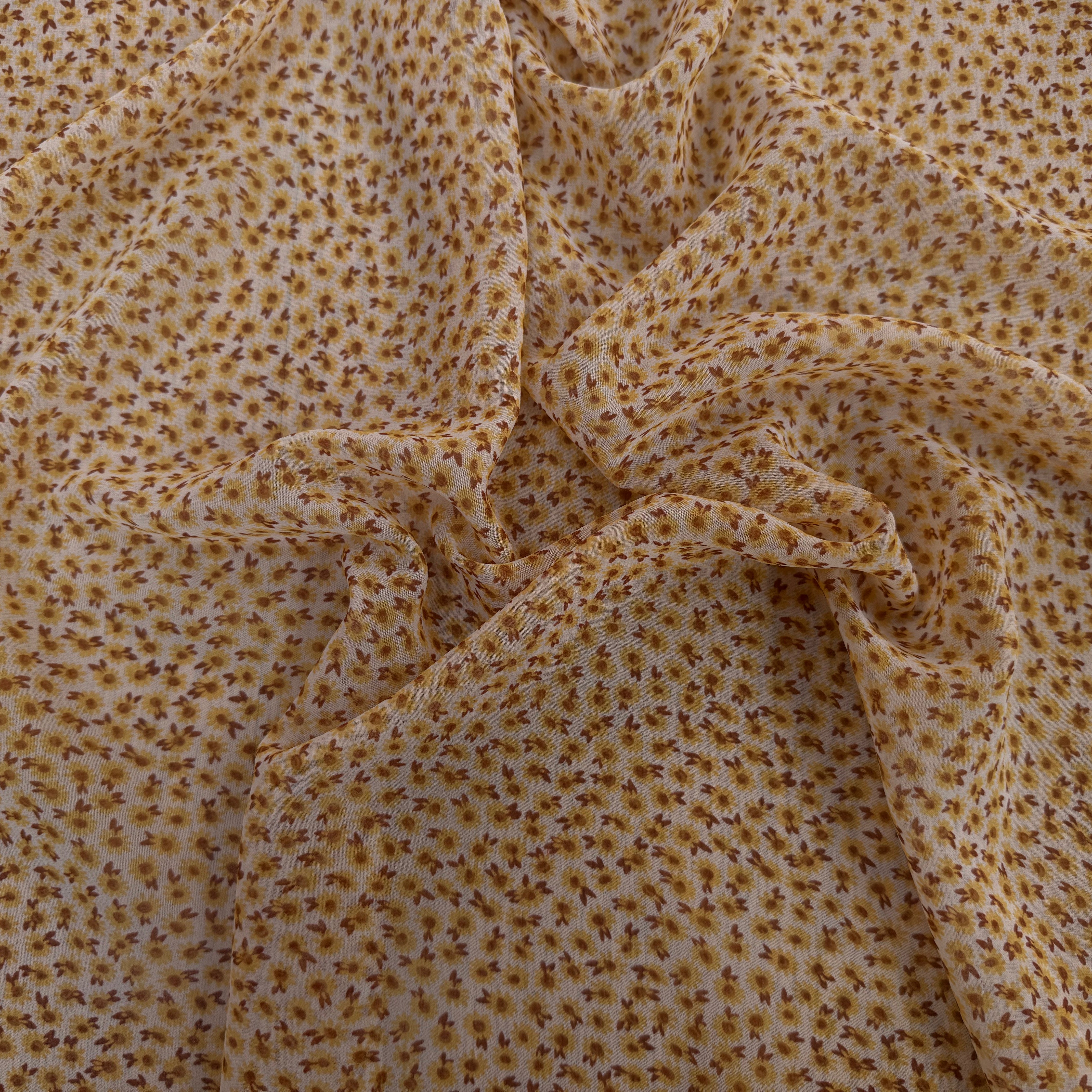 MOUSSELINE FOND JAUNE MOTIFS PETITS TOURNESSOL - My Little Coupon