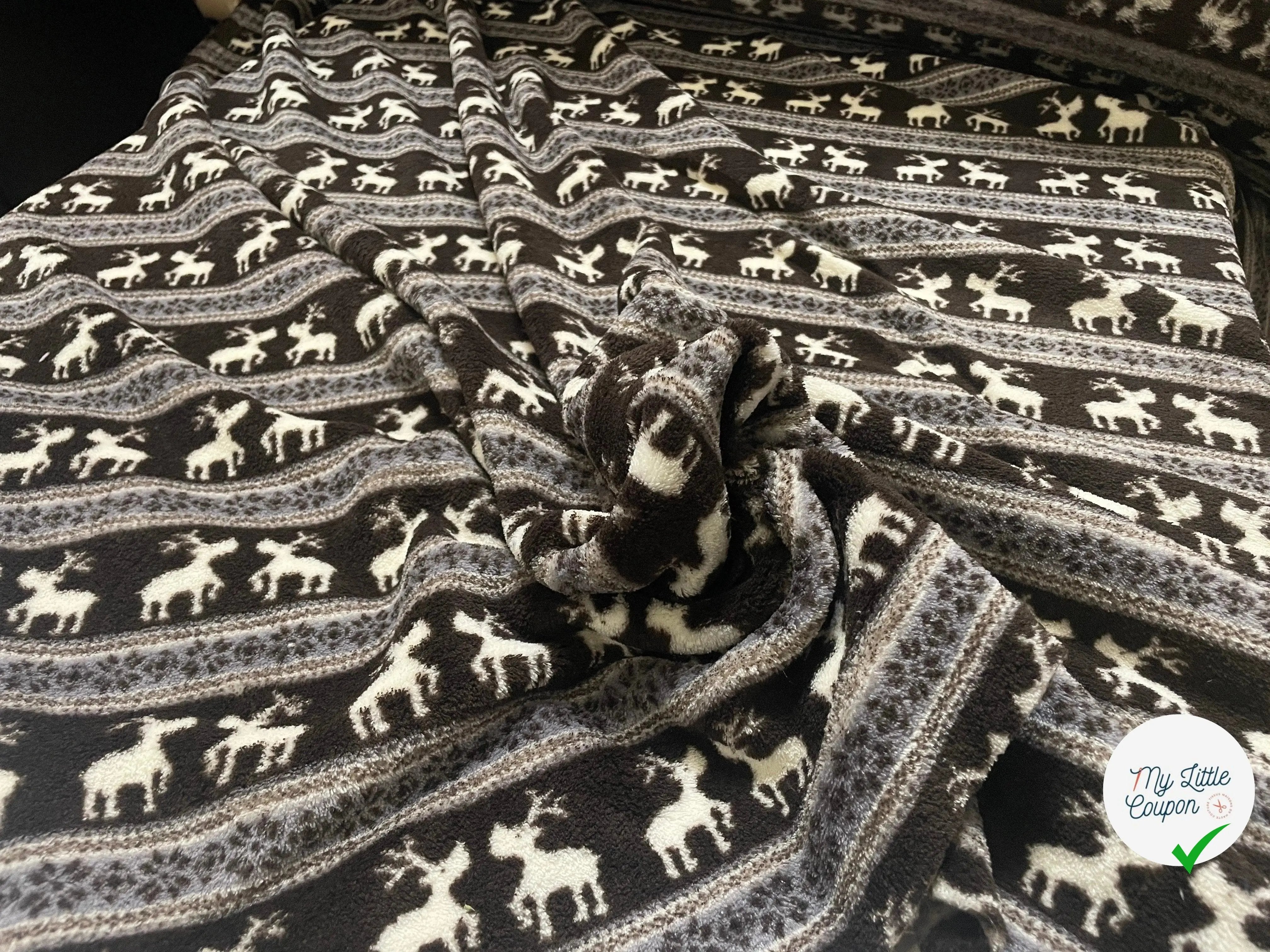 POLAIRE TRÈS DOUX ROMANCE DE CARIBOUS SUR LIT DE FLOCONS - My Little Coupon - tissu - coudre