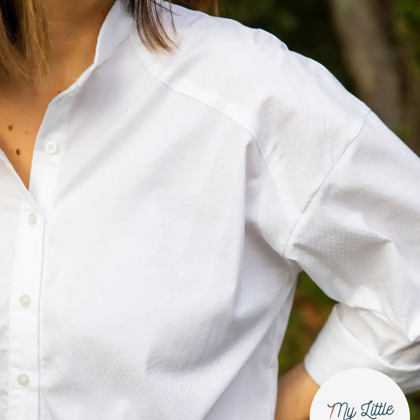 POPELINE BLANC JACQUARD MOTIF CIRCULAIRE - My Little Coupon