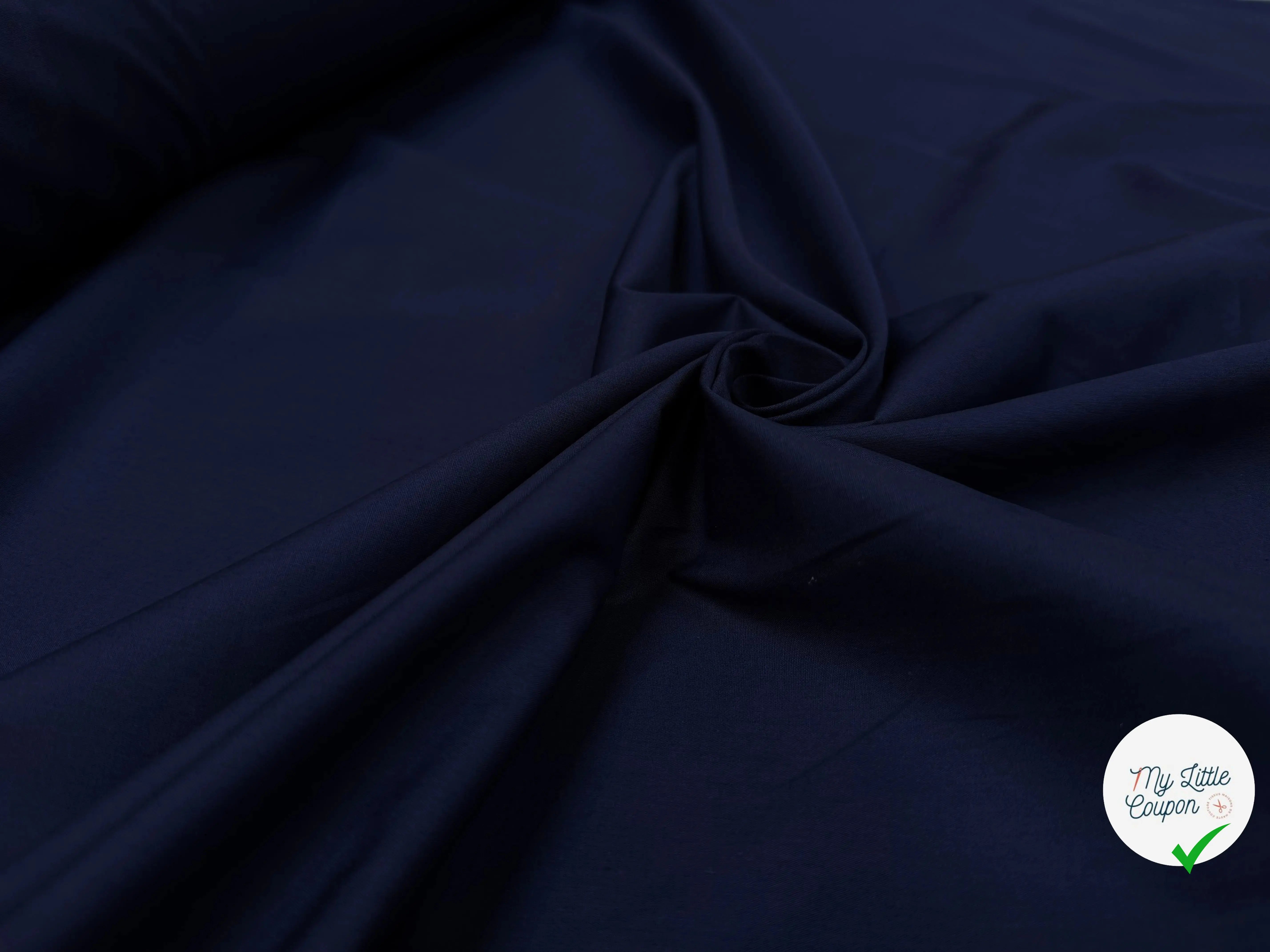POPELINE COTON UNIE BLEU MARINE - My Little Coupon