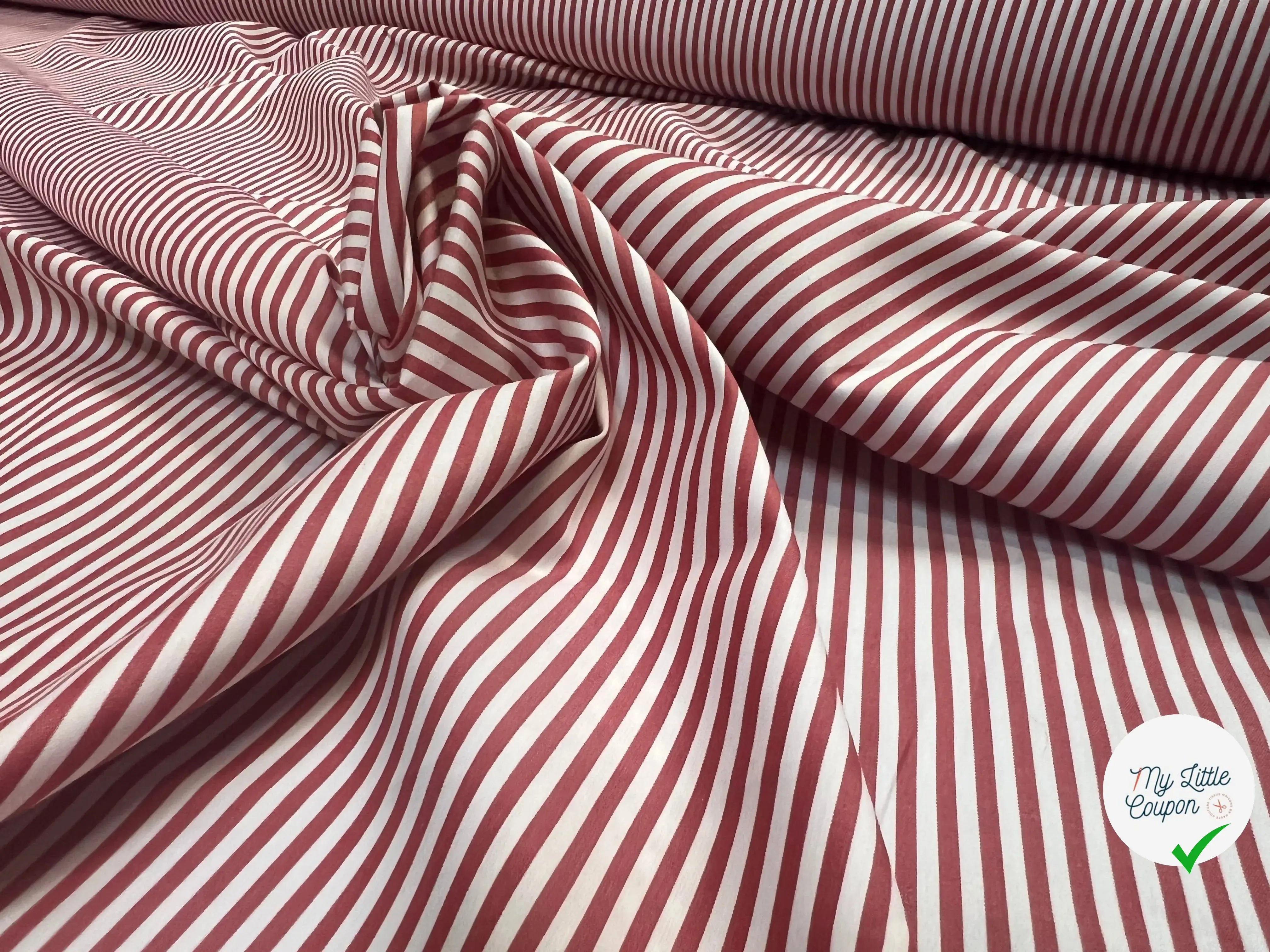 POPELINE DE COTON RAYURES ROUGES ET BLANCHES - My Little Coupon