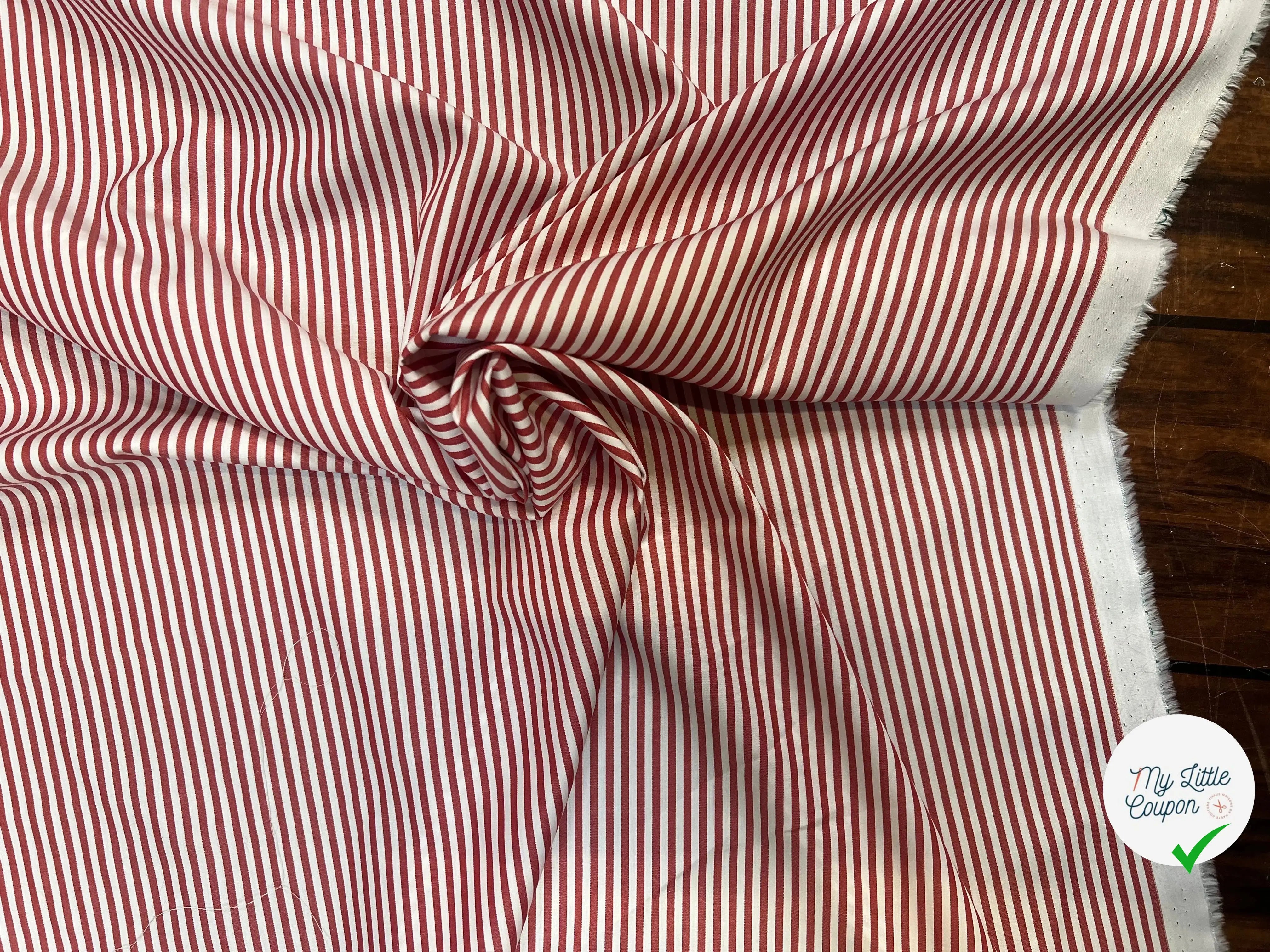 POPELINE DE COTON RAYURES ROUGES ET BLANCHES - My Little Coupon