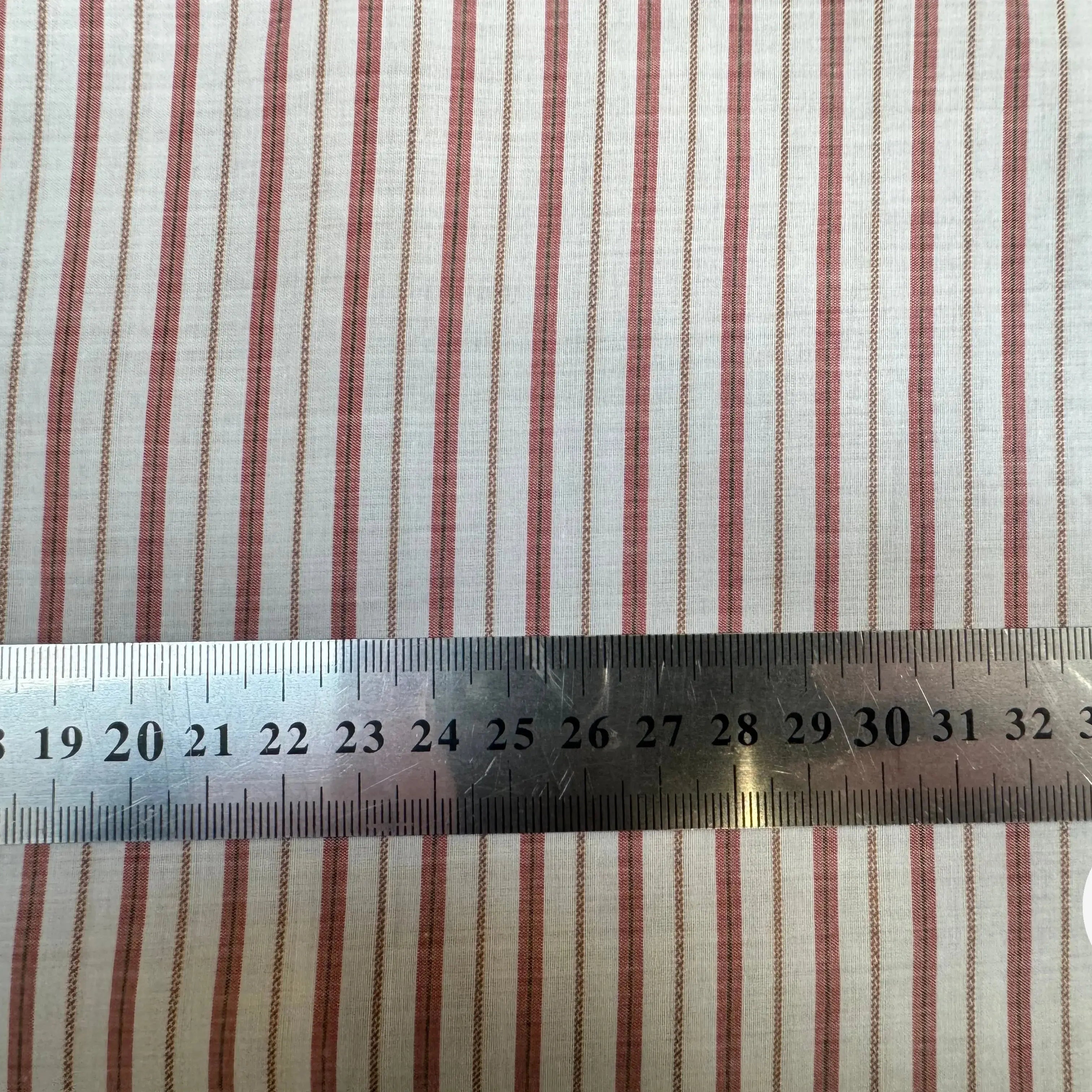 POPELINE DE COTON RAYURES VERTICALES BLANCHES, ROUGE ET MARRON - My Little Coupon