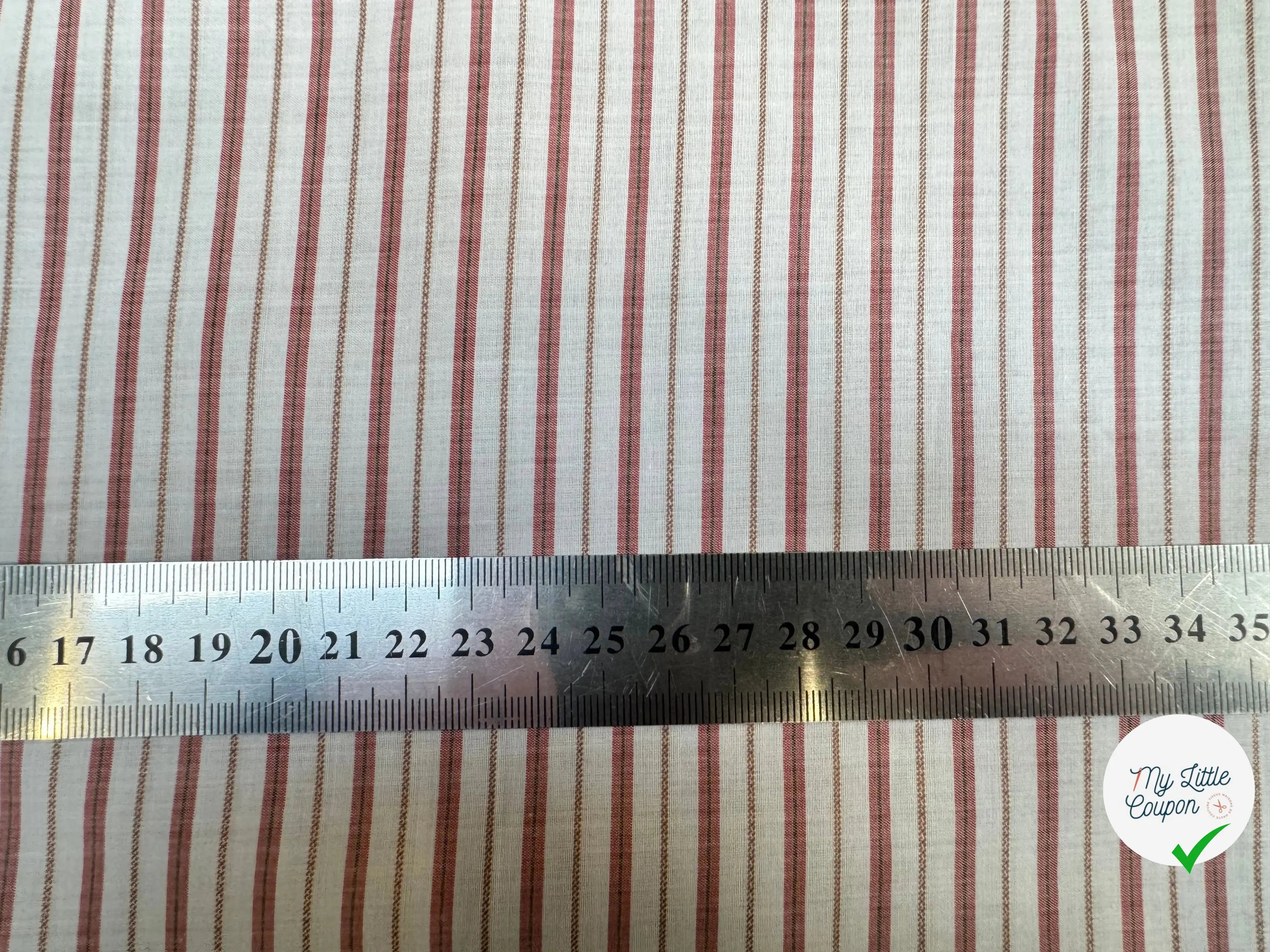 POPELINE DE COTON RAYURES VERTICALES BLANCHES, ROUGE ET MARRON - My Little Coupon