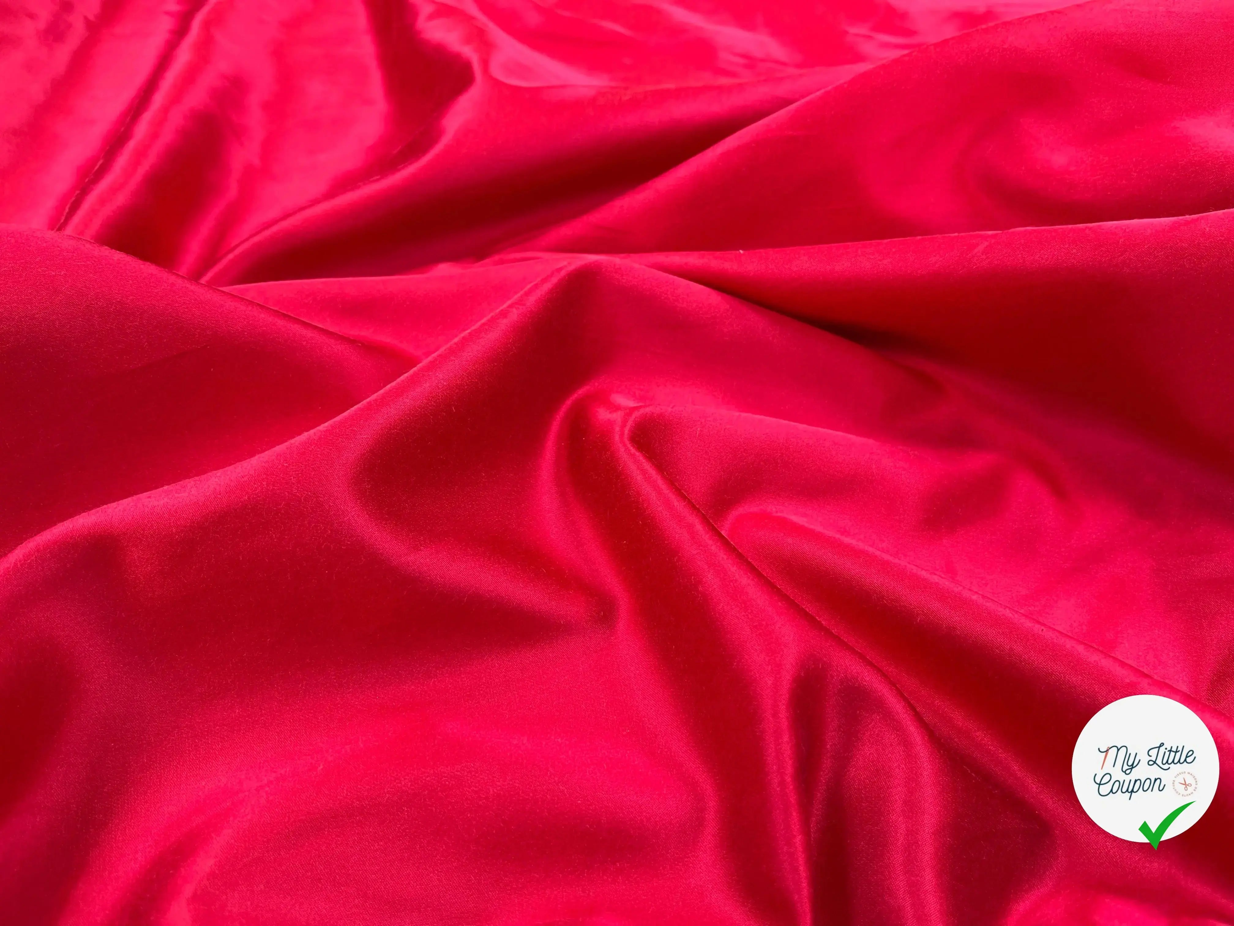 SATIN DE COTON FRAMBOISE ROSE UNI - My Little Coupon