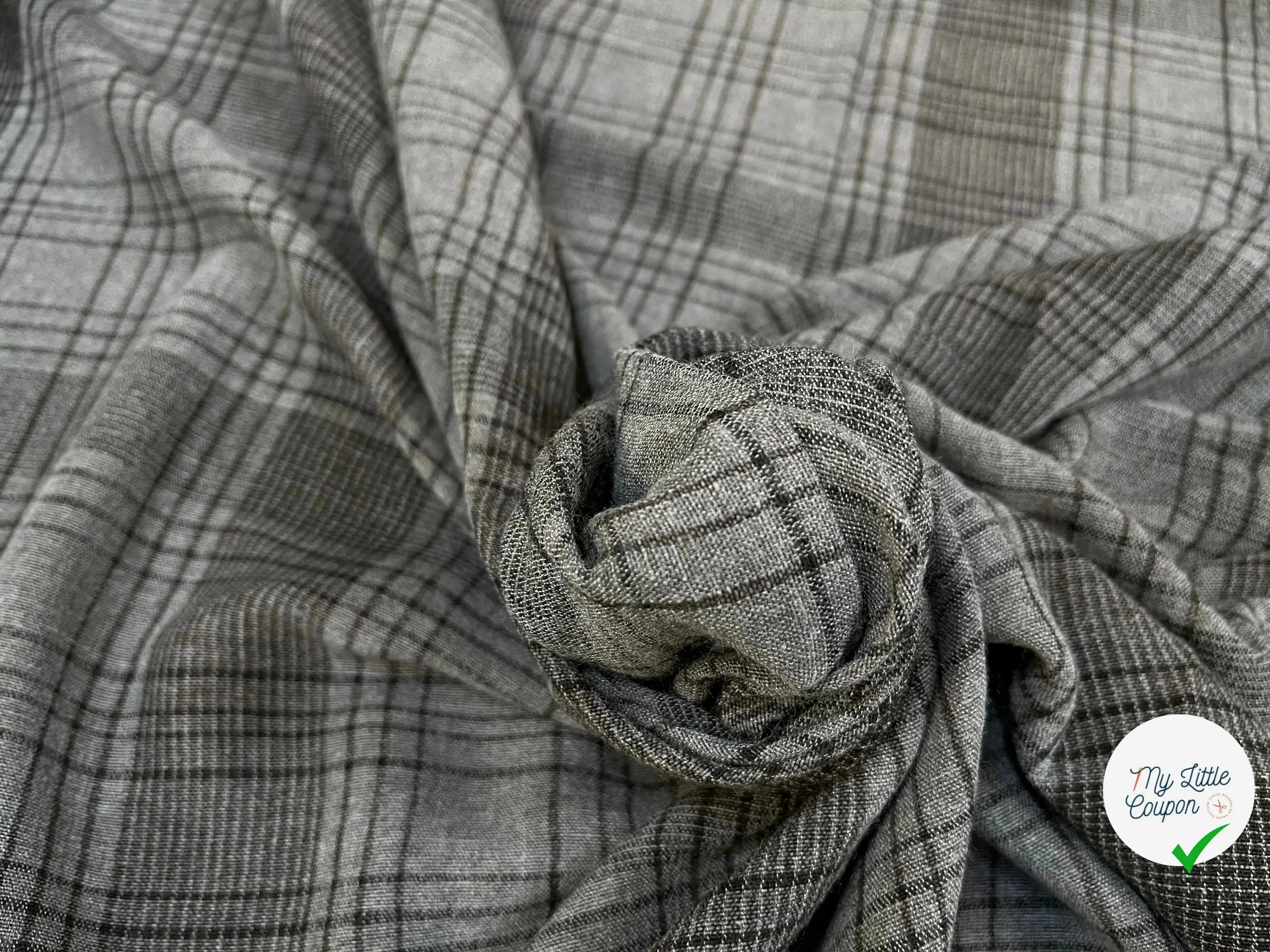 TISSU CHEMISE COTON SOIE PRINCE DE GALLES GRIS - My Little Coupon