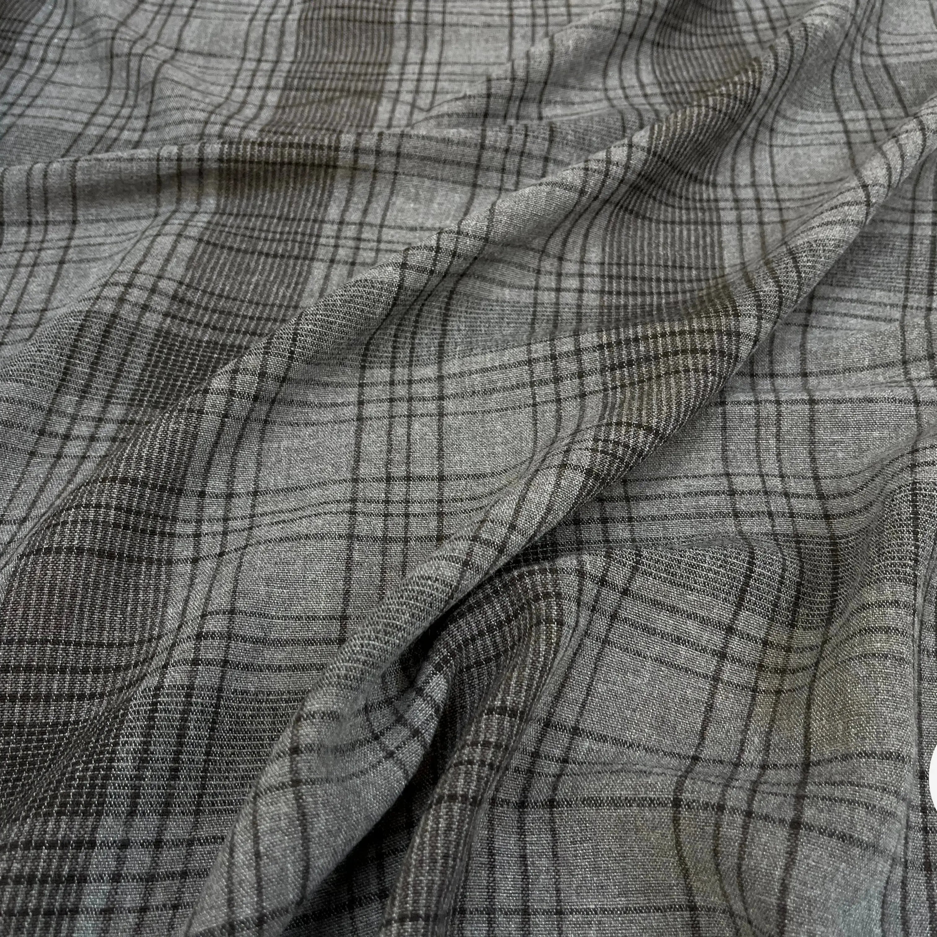 TISSU CHEMISE COTON SOIE PRINCE DE GALLES GRIS - My Little Coupon