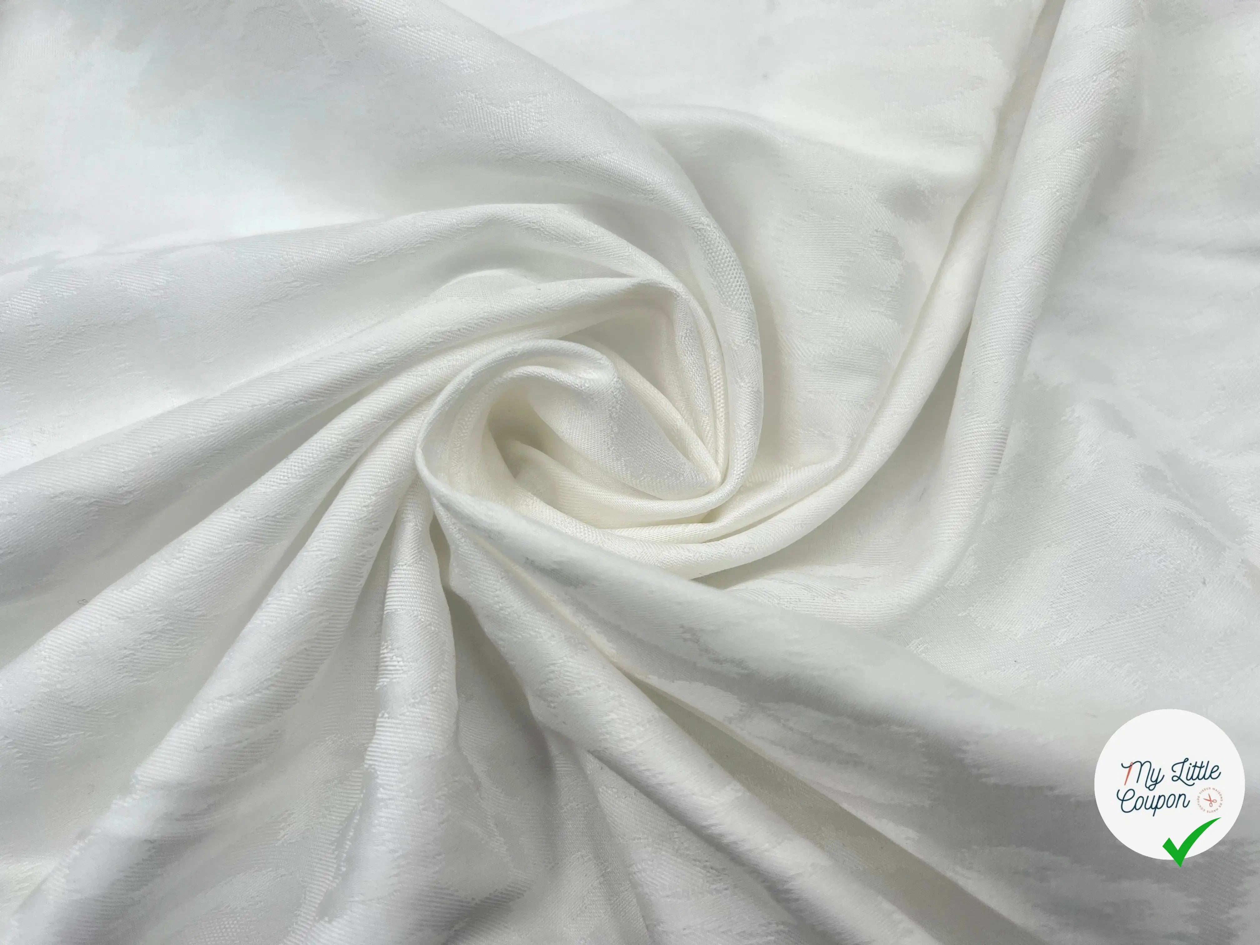 TISSU COTON DAMASSÉ BLANC BEIGE MSO
