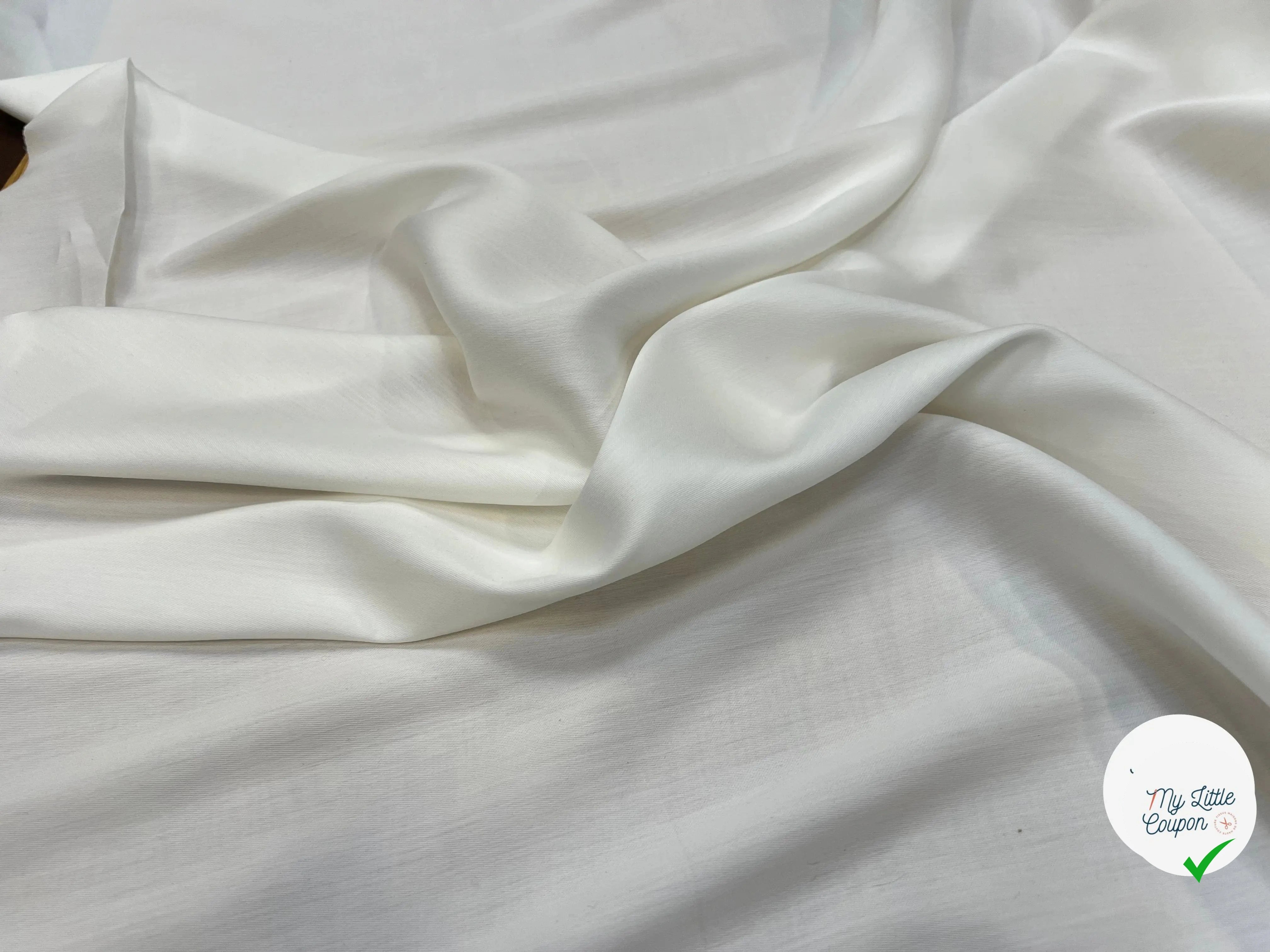 TISSU COTON SATINÉ BLANC CASSÉ 27% SOIE - My Little Coupon