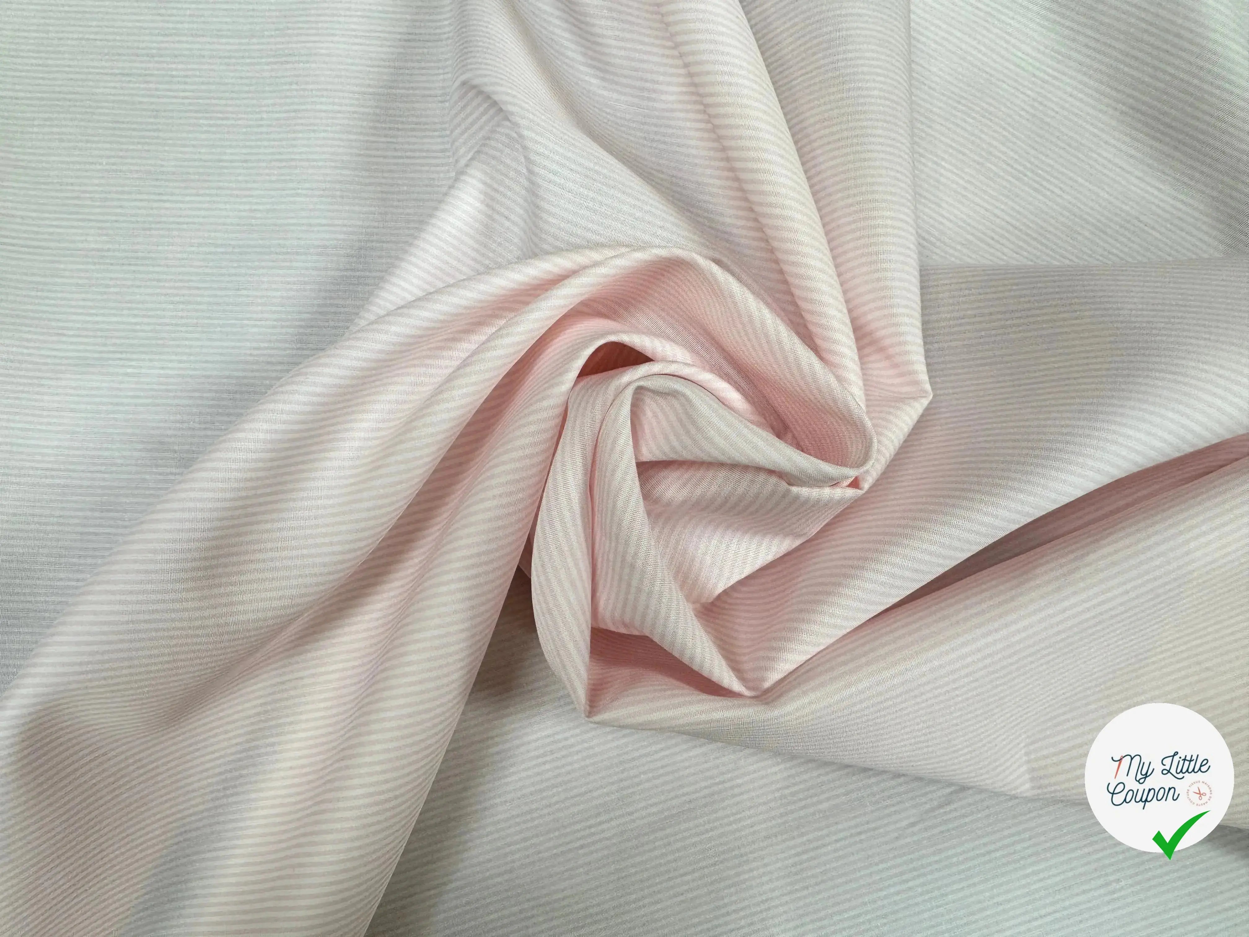TISSU POPELINE RAYURES ROSE CLAIR ROSE - My Little Coupon