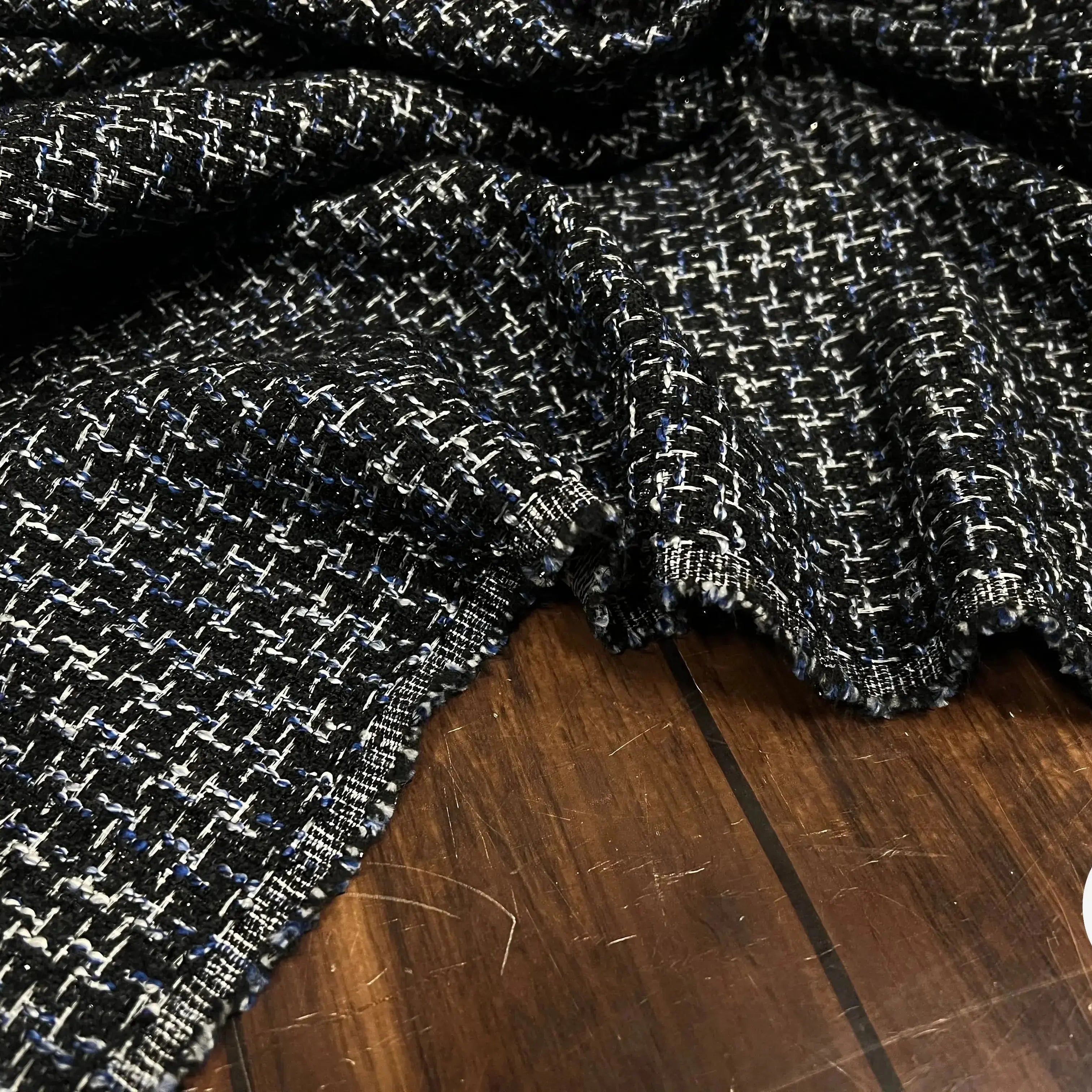 TWEED BLACK & BLUE 19%VISCOSE - My Little Coupon