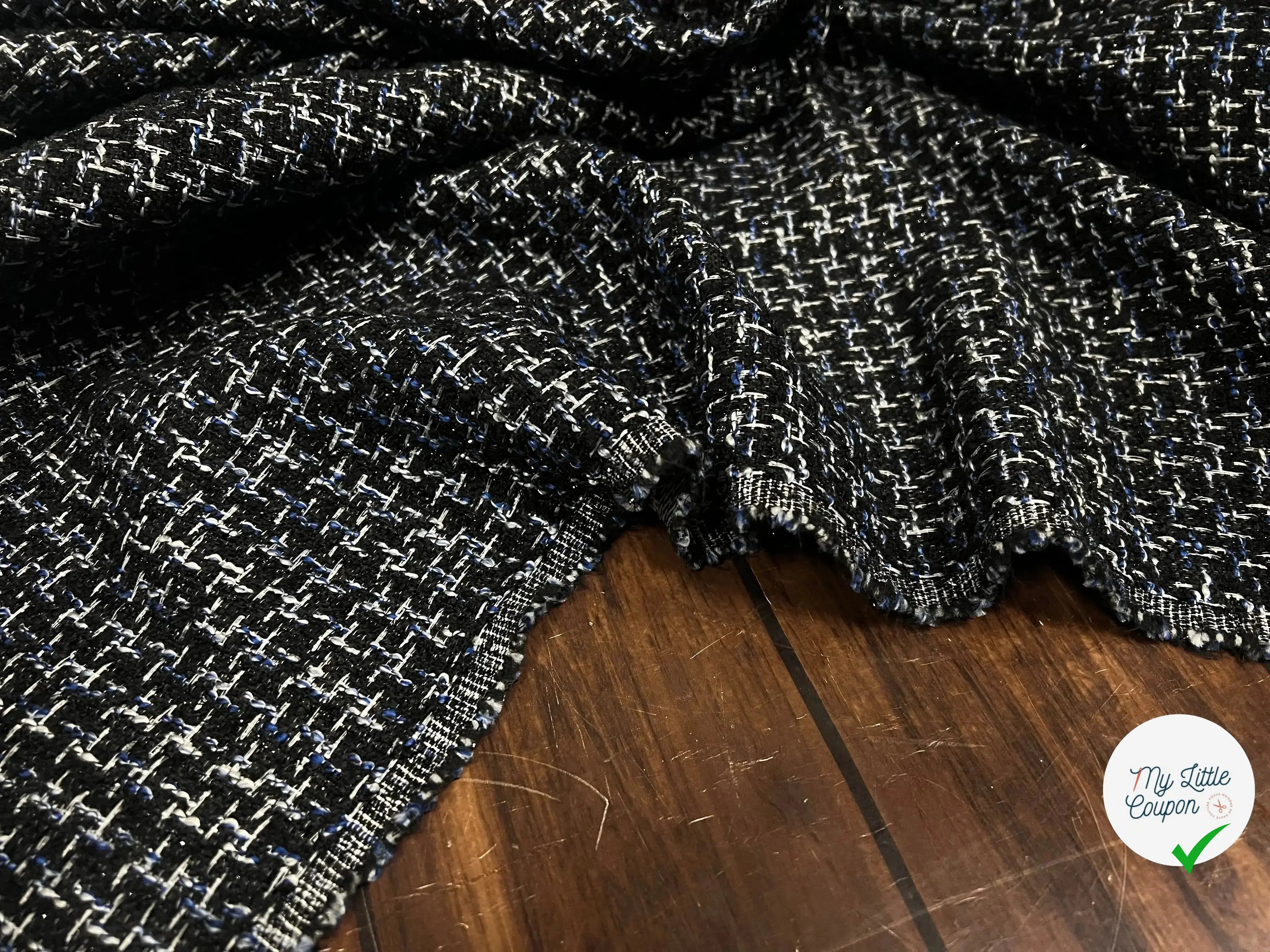 TWEED BLACK & BLUE 19%VISCOSE - My Little Coupon