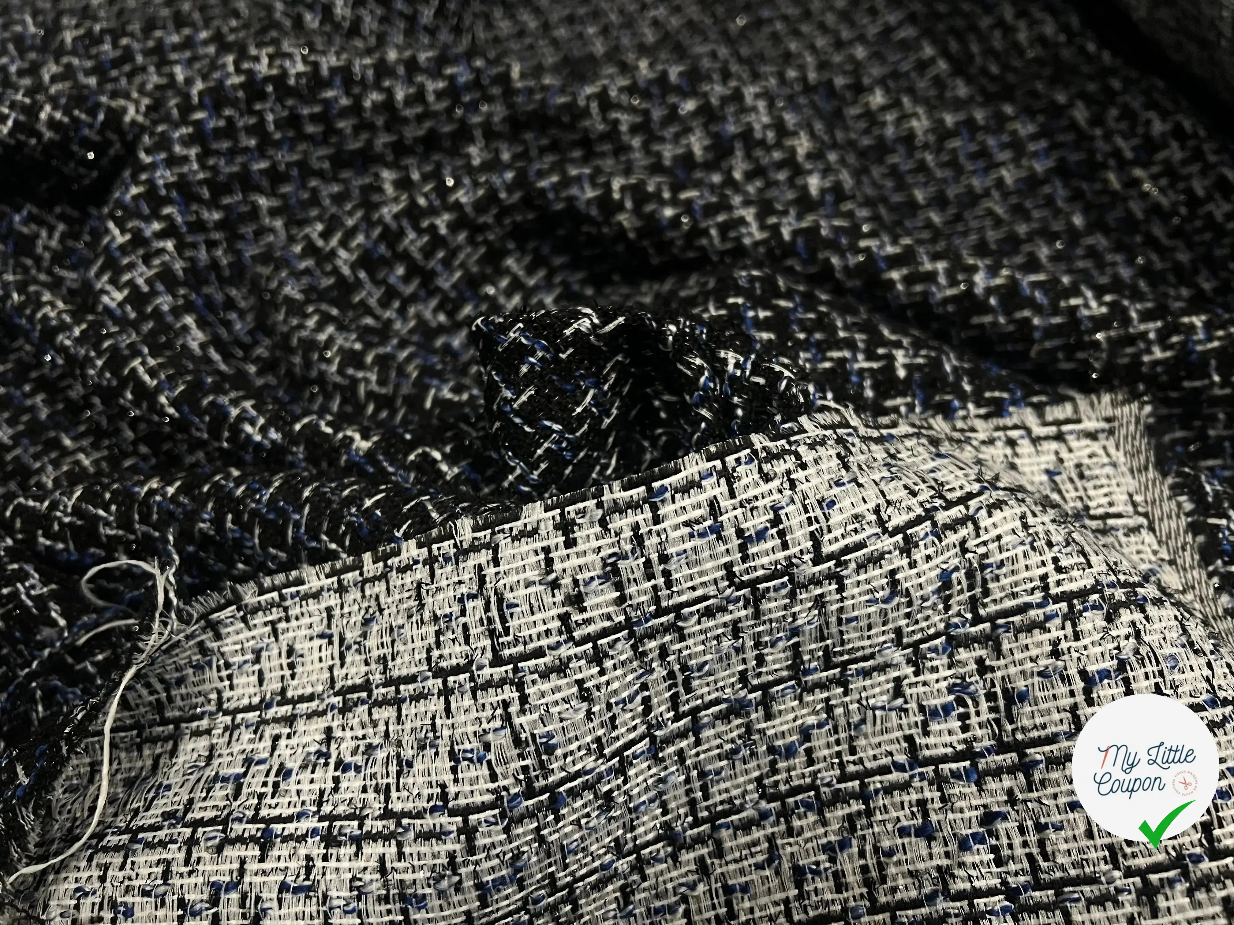 TWEED BLACK & BLUE 19%VISCOSE - My Little Coupon