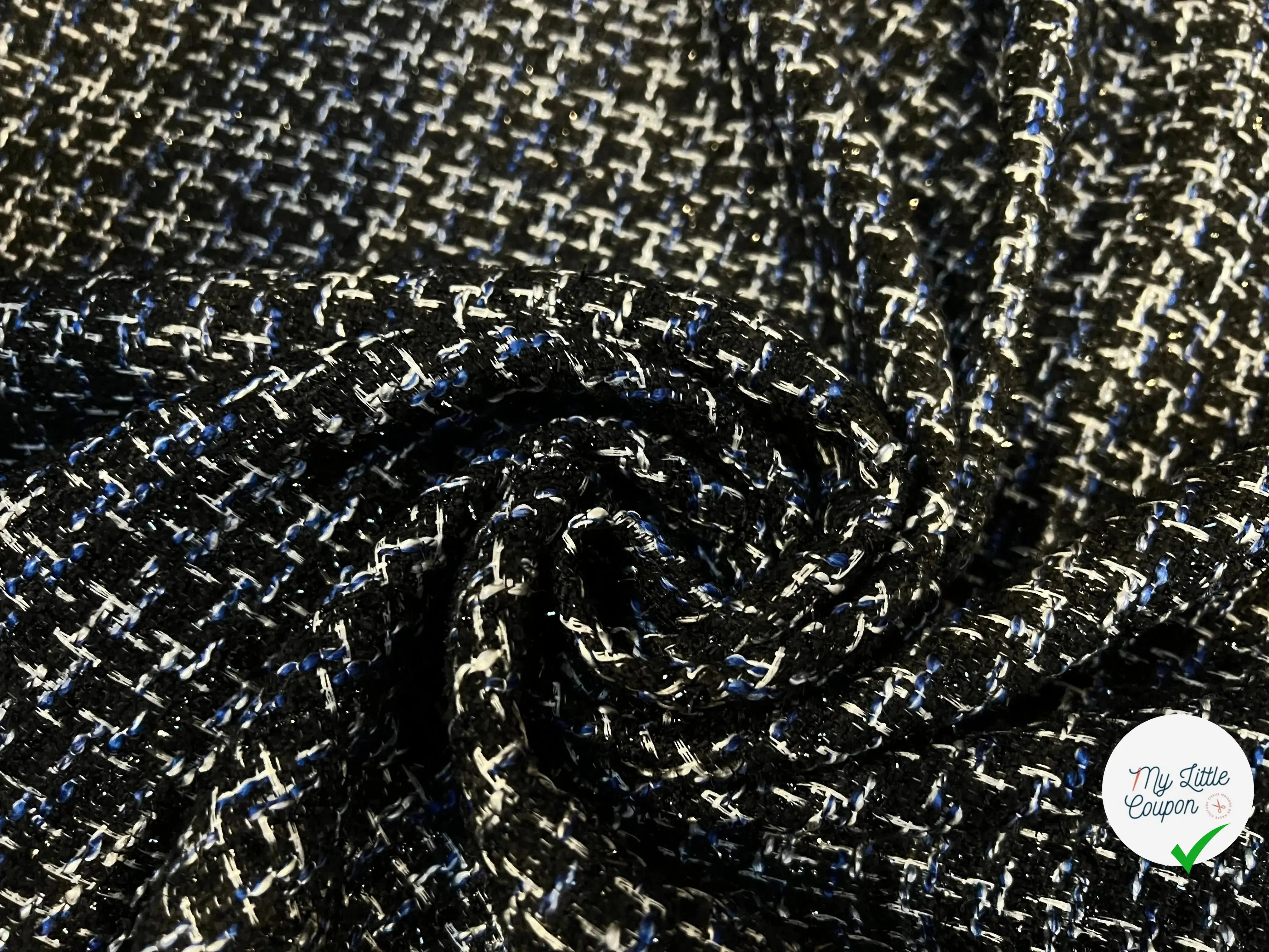TWEED BLACK & BLUE 19%VISCOSE - My Little Coupon