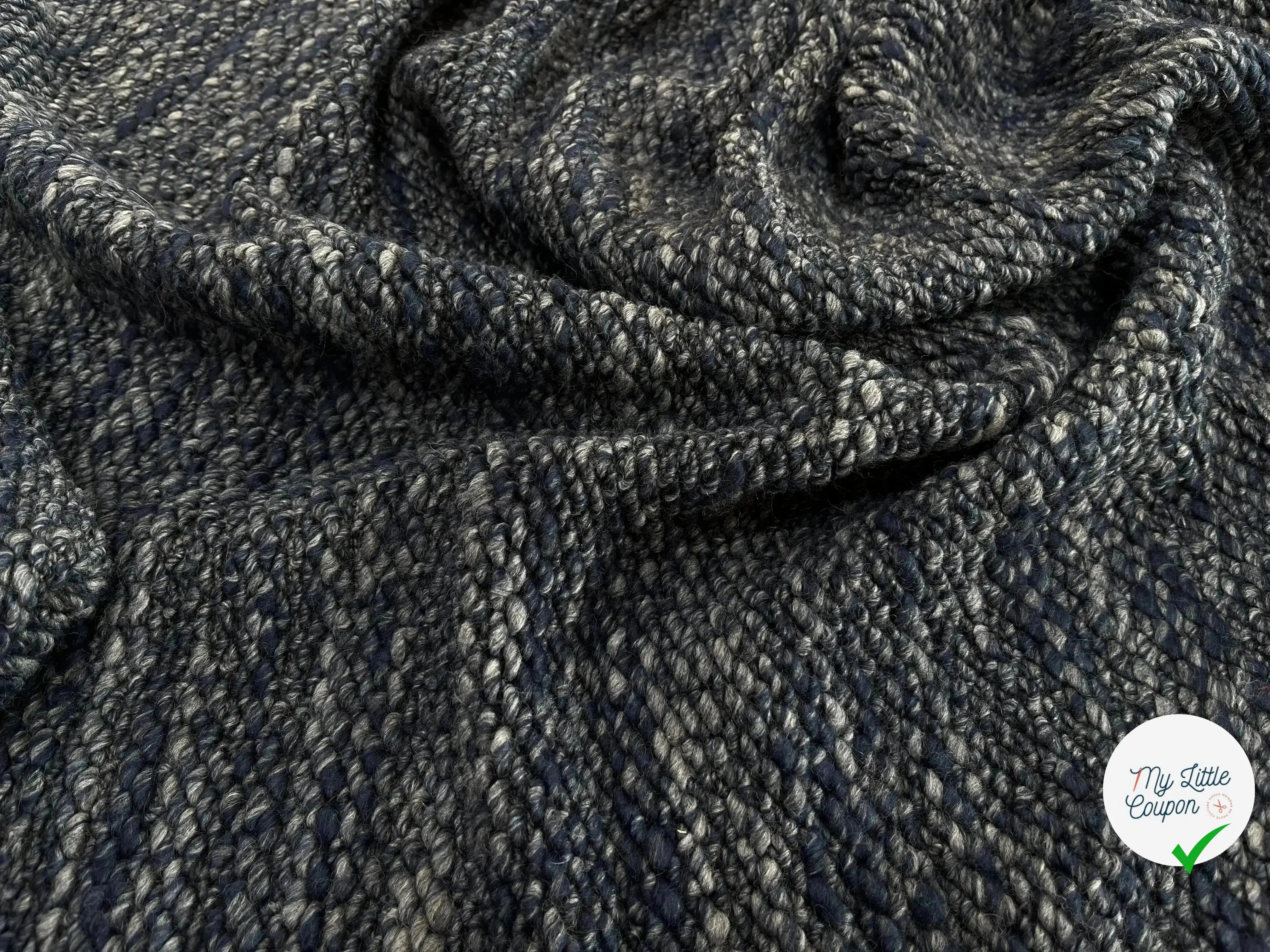 TWEED BOUCLETTE DE COTON BLEU GRIS - My Little Coupon