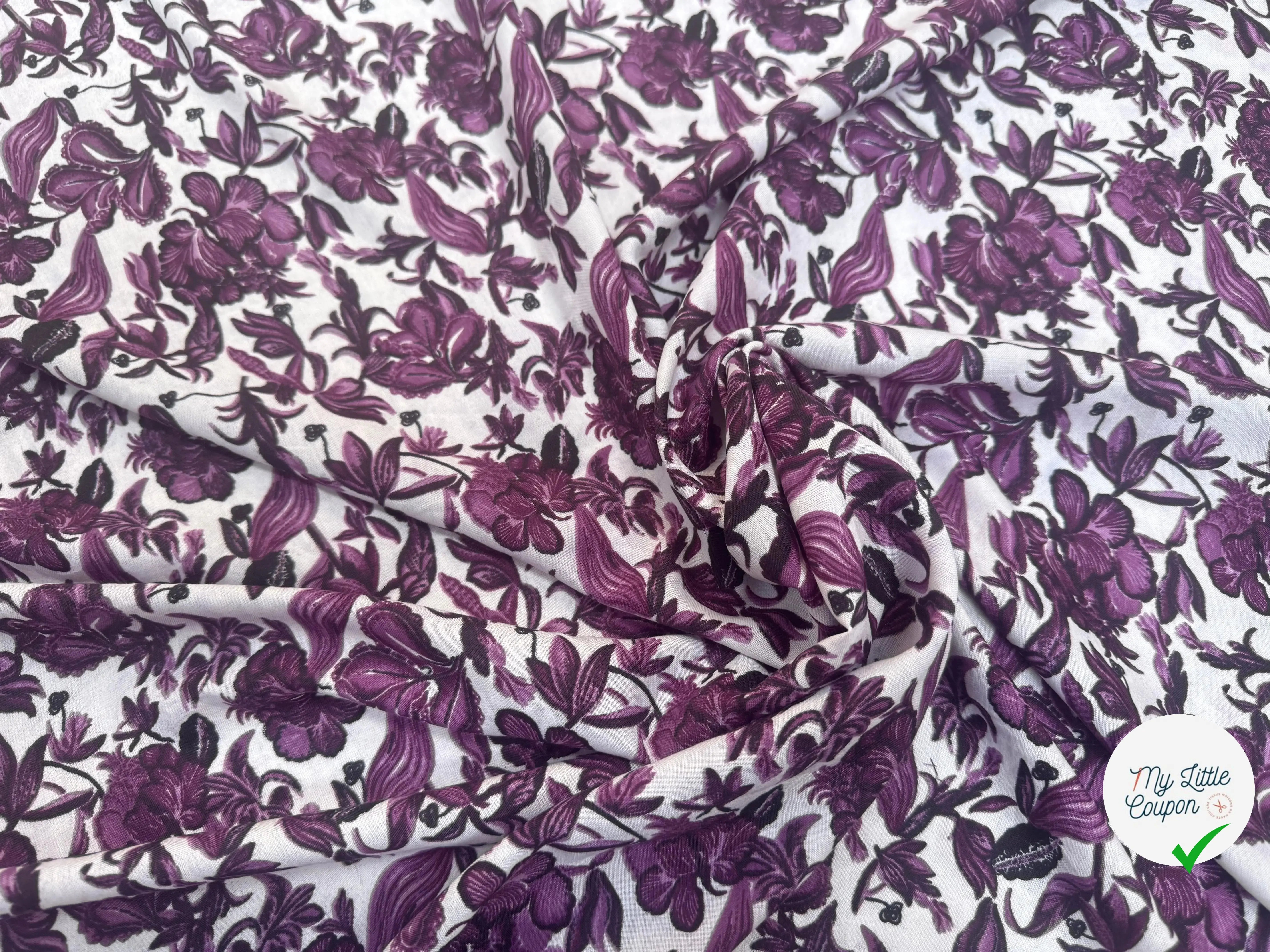 VISCOSE À MOTIFS MALLOW MAUVE - My Little Coupon
