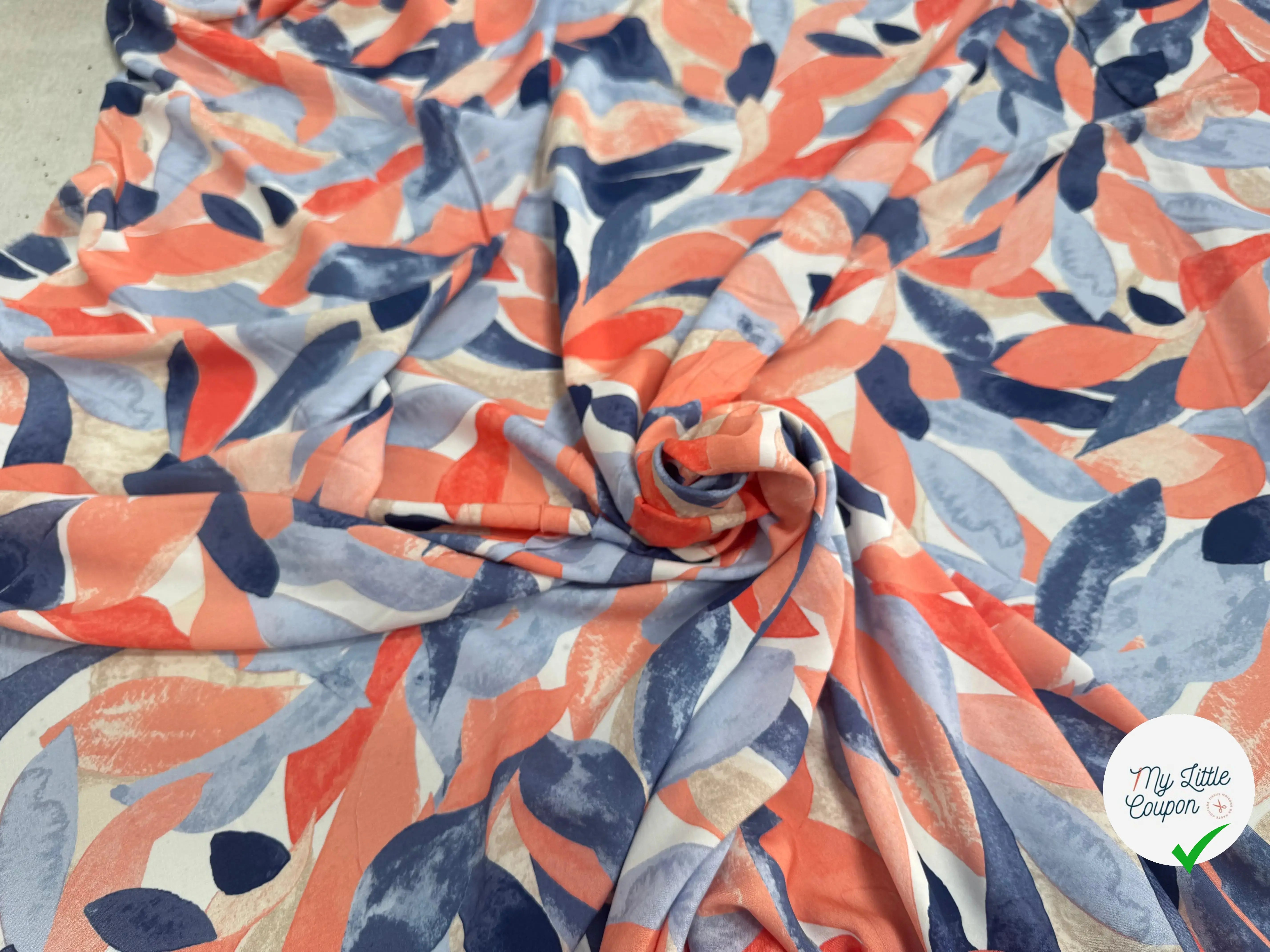 VISCOSE FEUILLAGE PEAU DE PÊCHE PASTEL - My Little Coupon