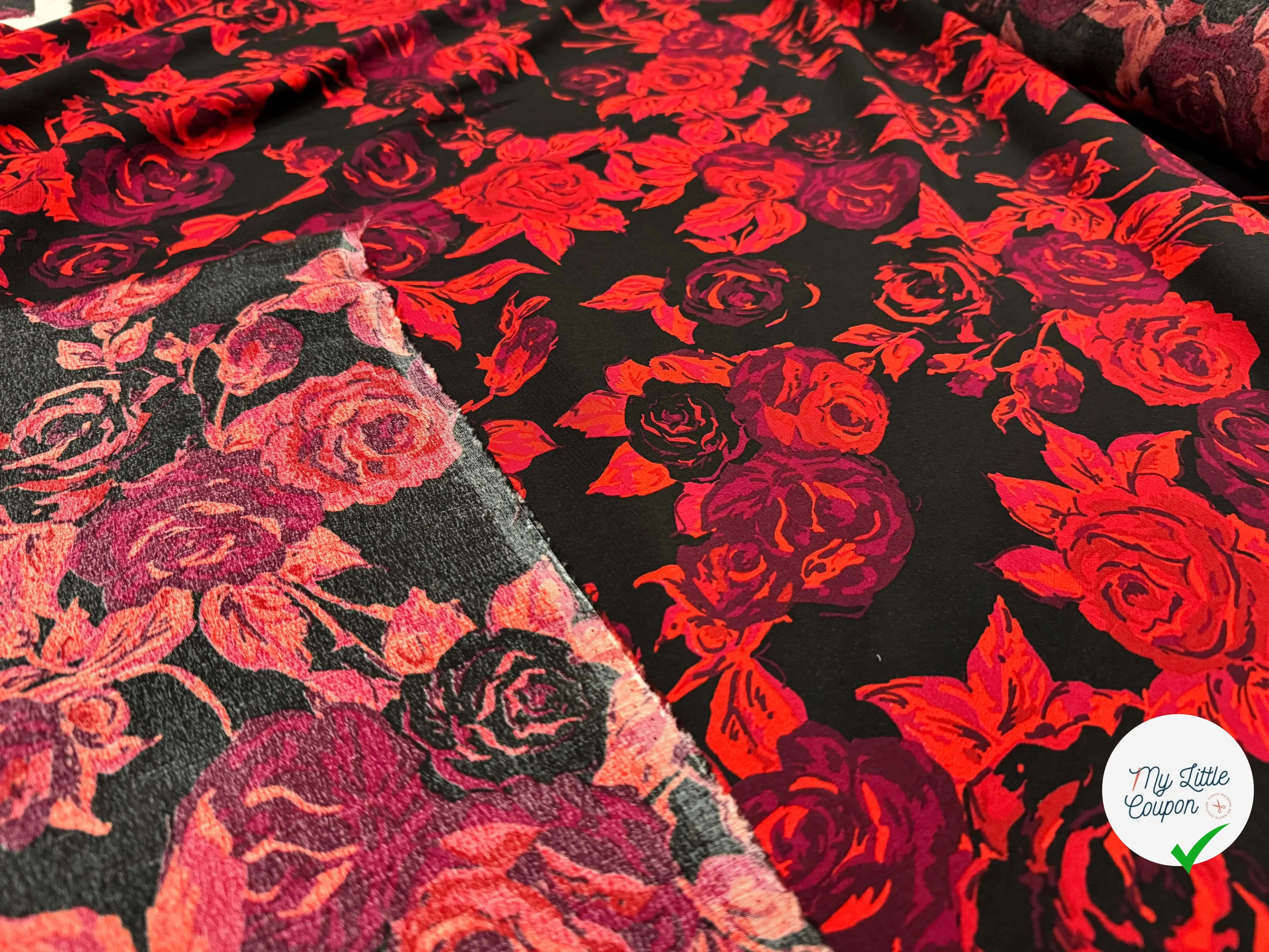 VISCOSE IMPRIMÉE FLEURIE ROSE ET ROUGE - My Little Coupon